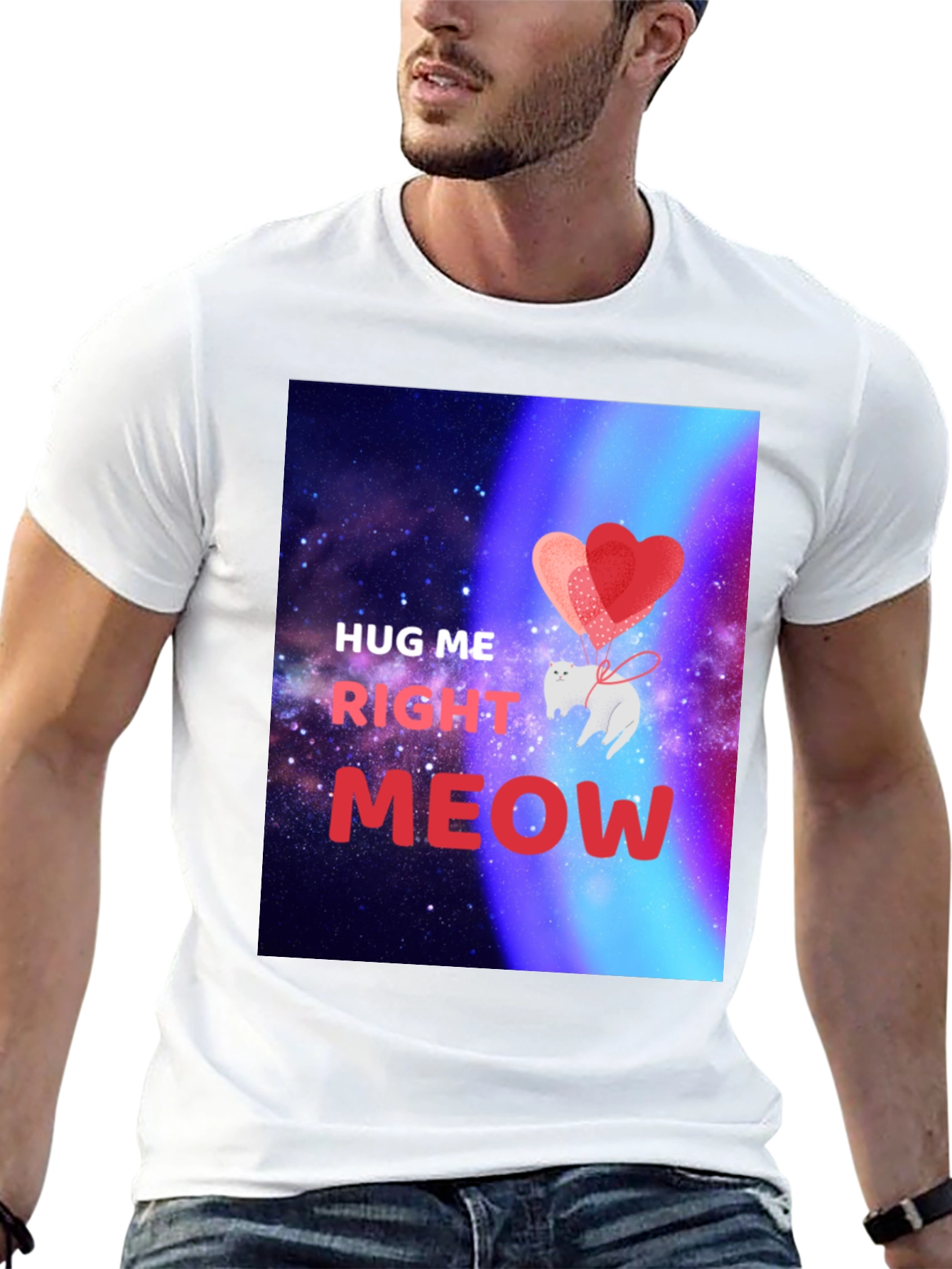 Hug Me Right Meow Graphic T-Shirt