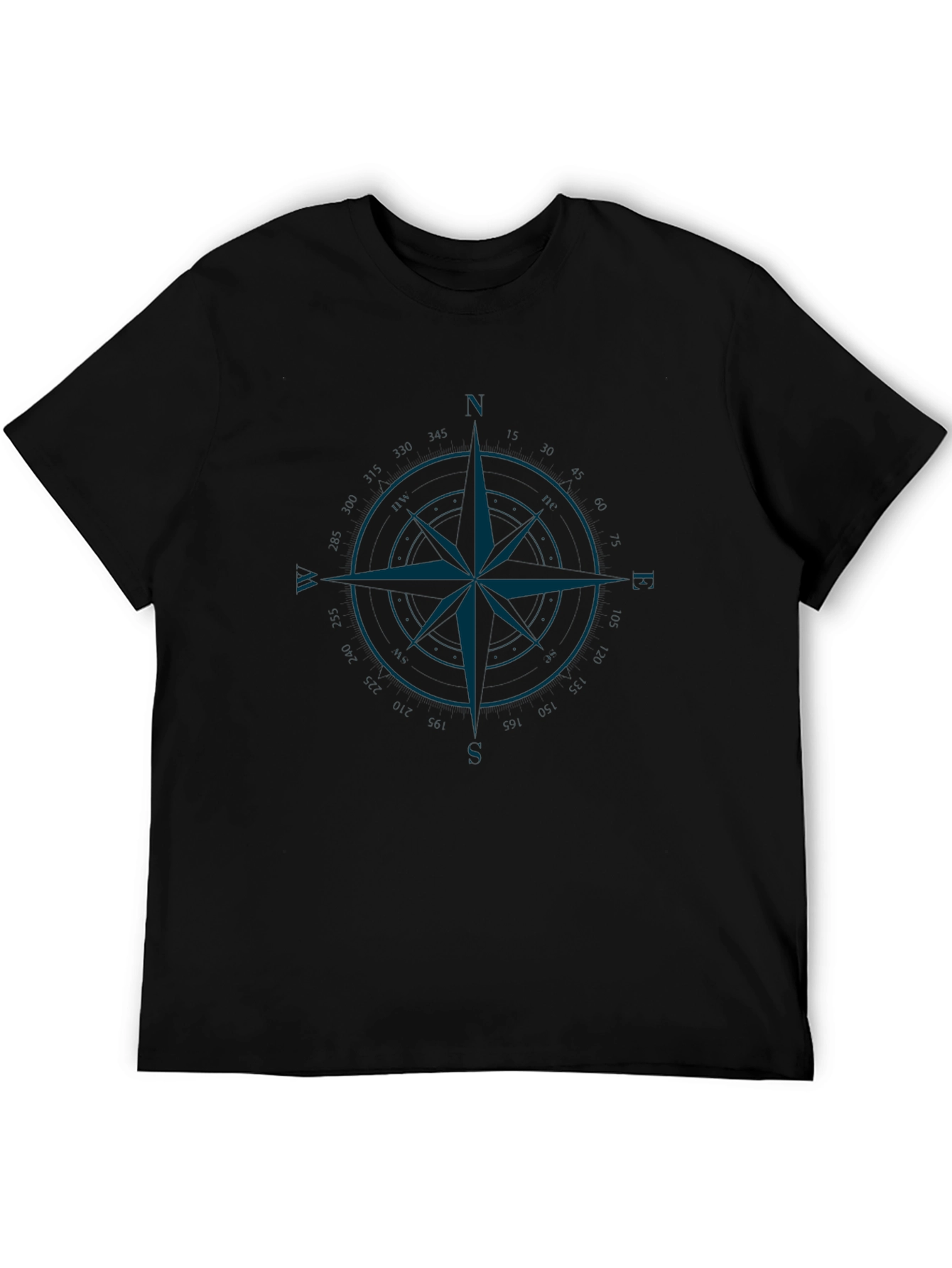 Compass Rose Graphic Tee - Black Cotton T-Shirt