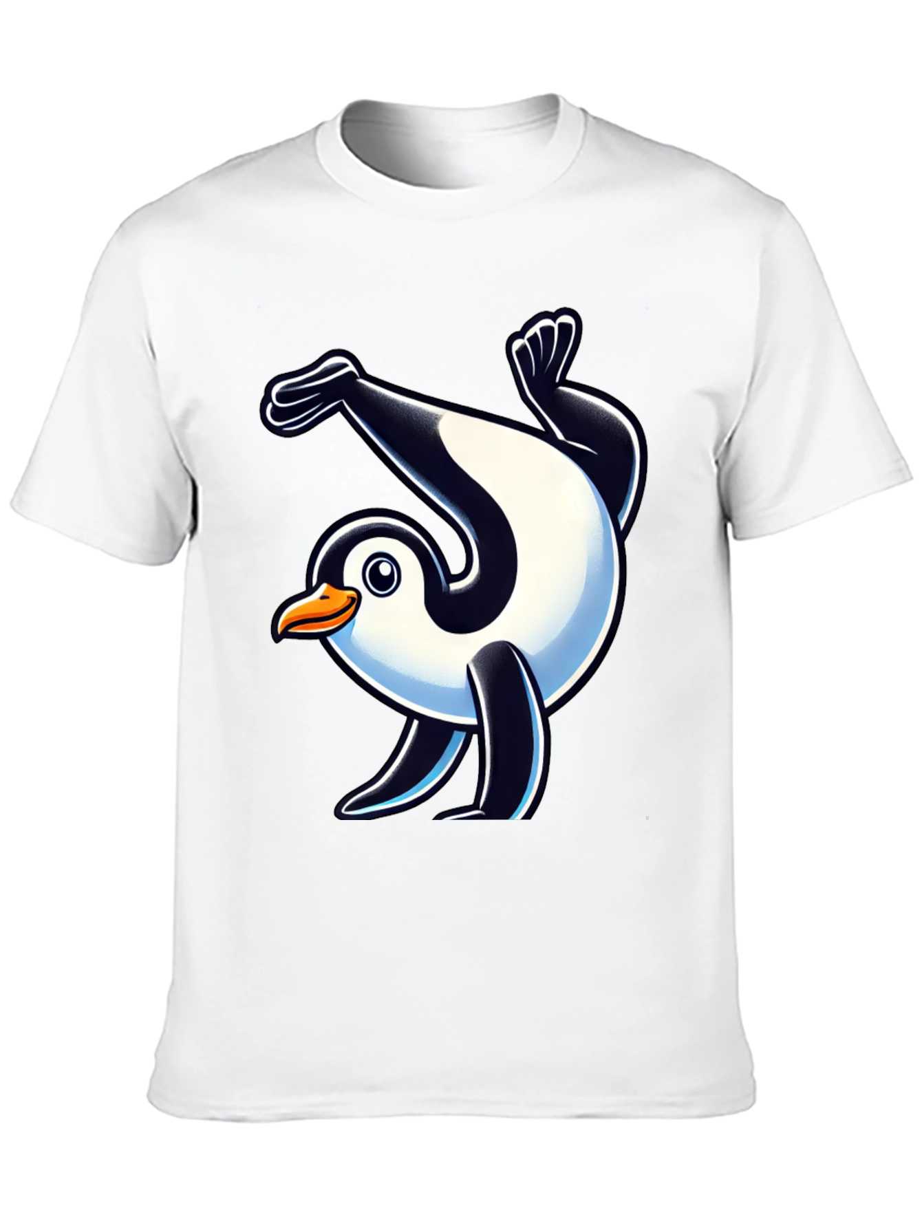Dancing Penguin Graphic Tee - Black Cotton T-Shirt
