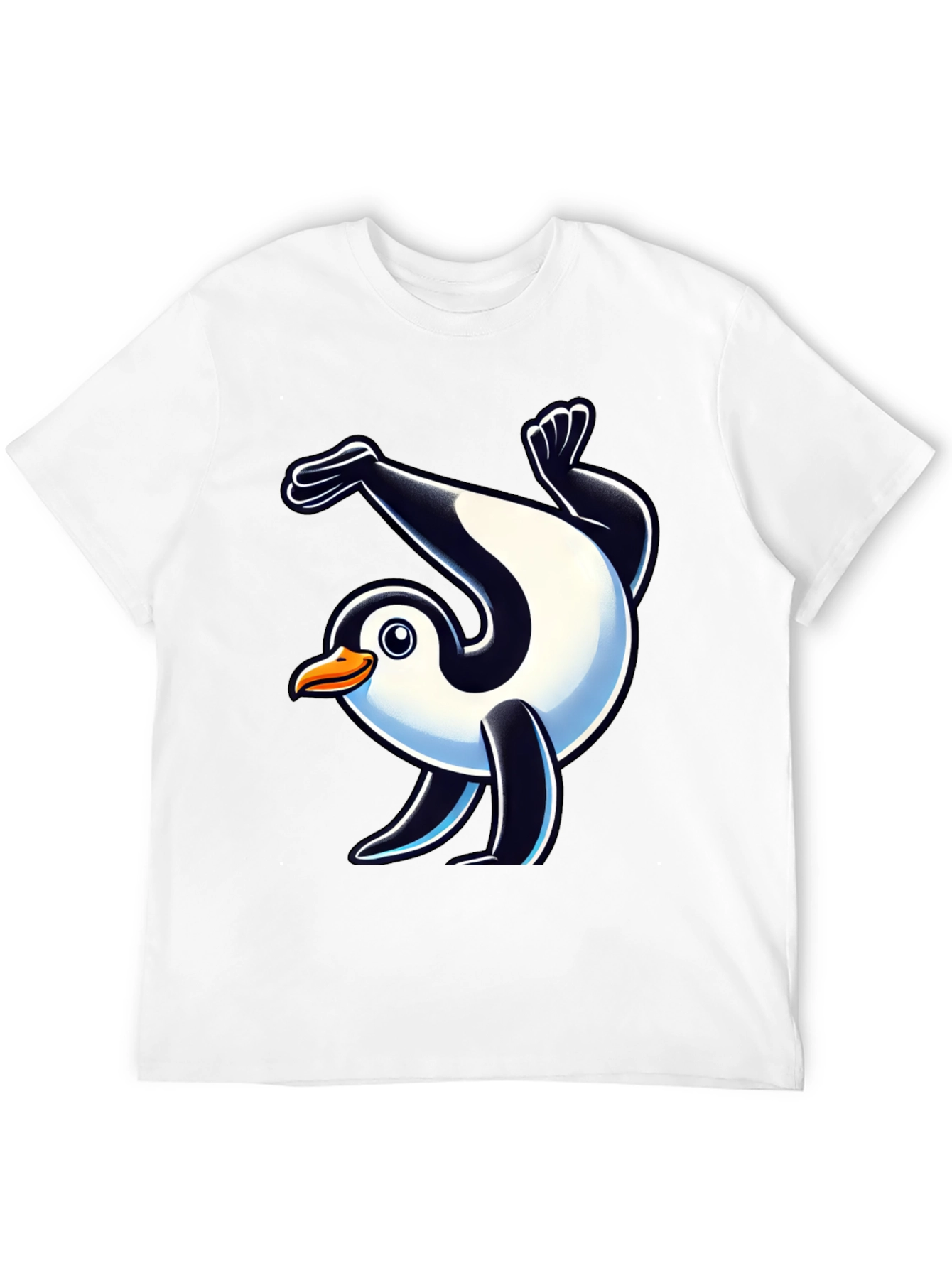 Dancing Penguin Graphic Tee - Black Cotton T-Shirt