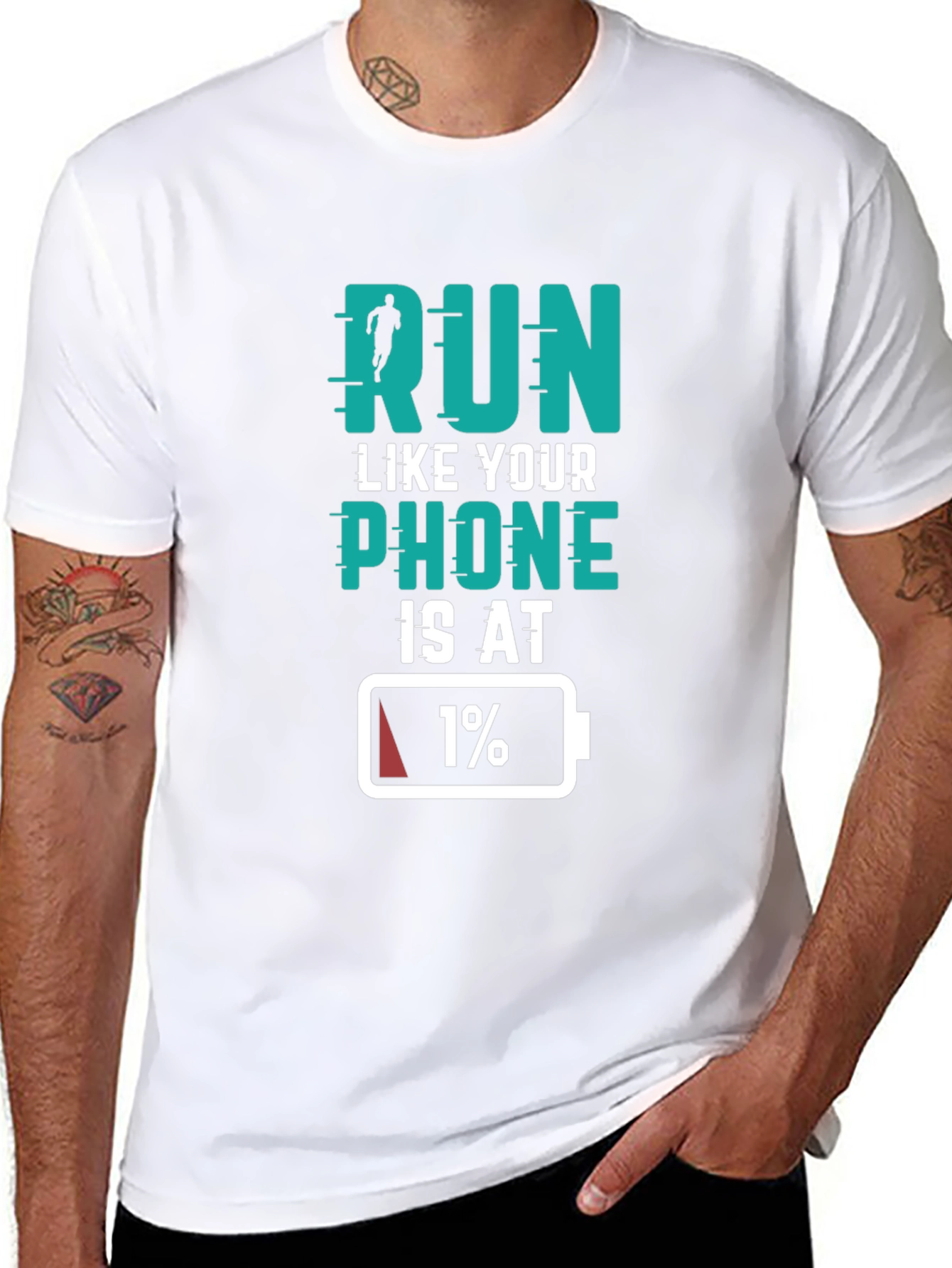 Run Like Your Phone Is At 1% Black T-Shirt