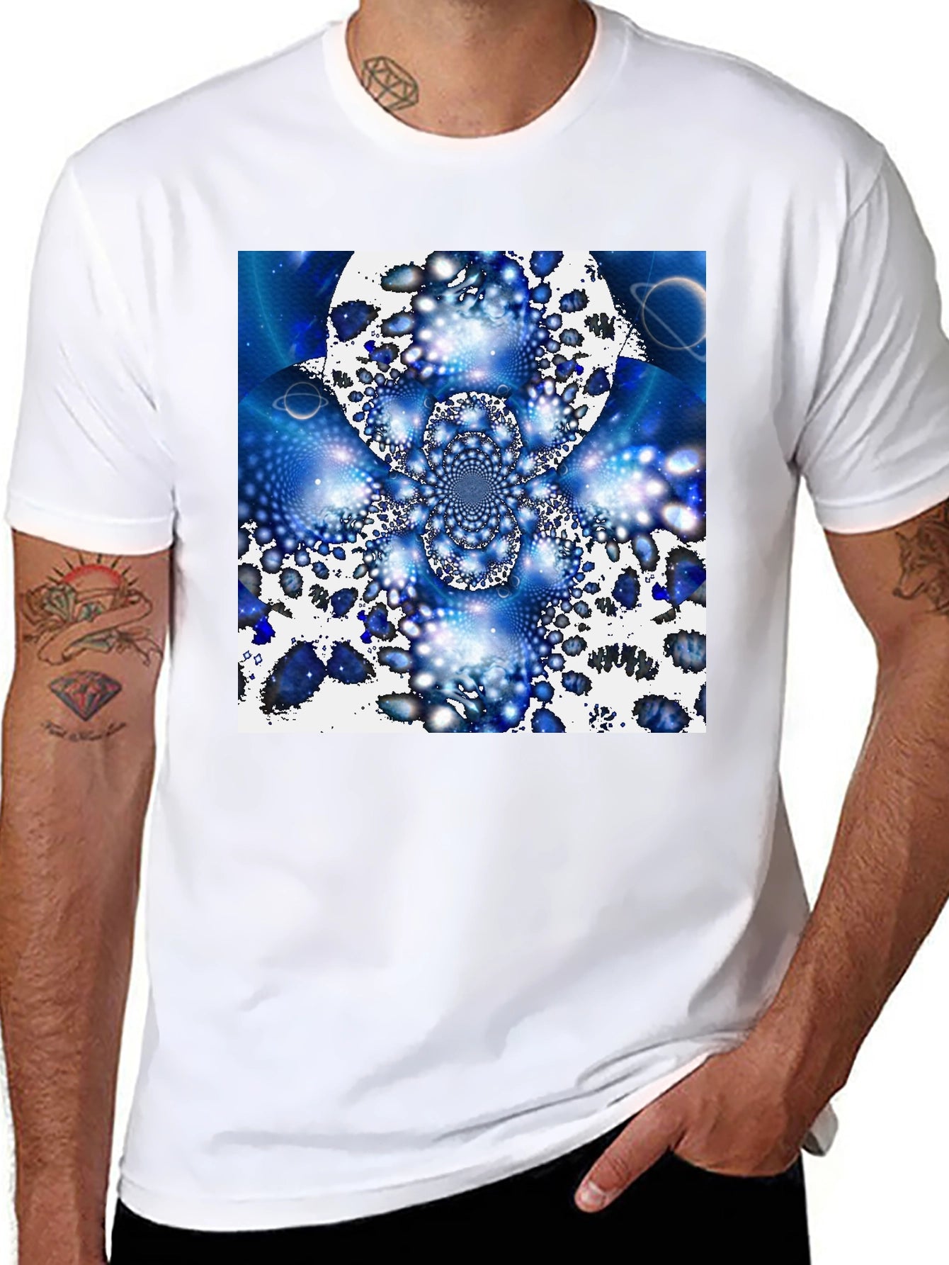 Abstract Blue Universe Graphic Tee