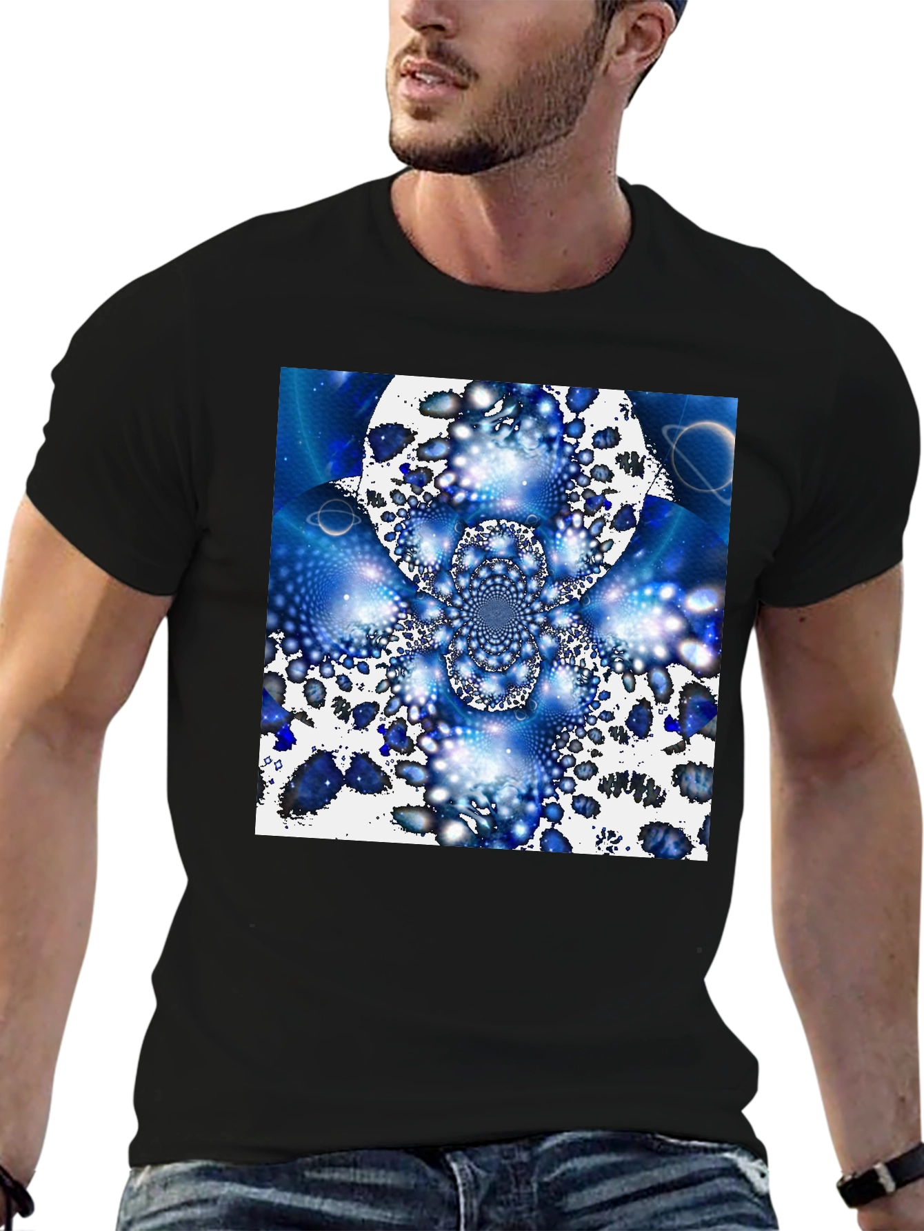 Abstract Blue Universe Graphic Tee