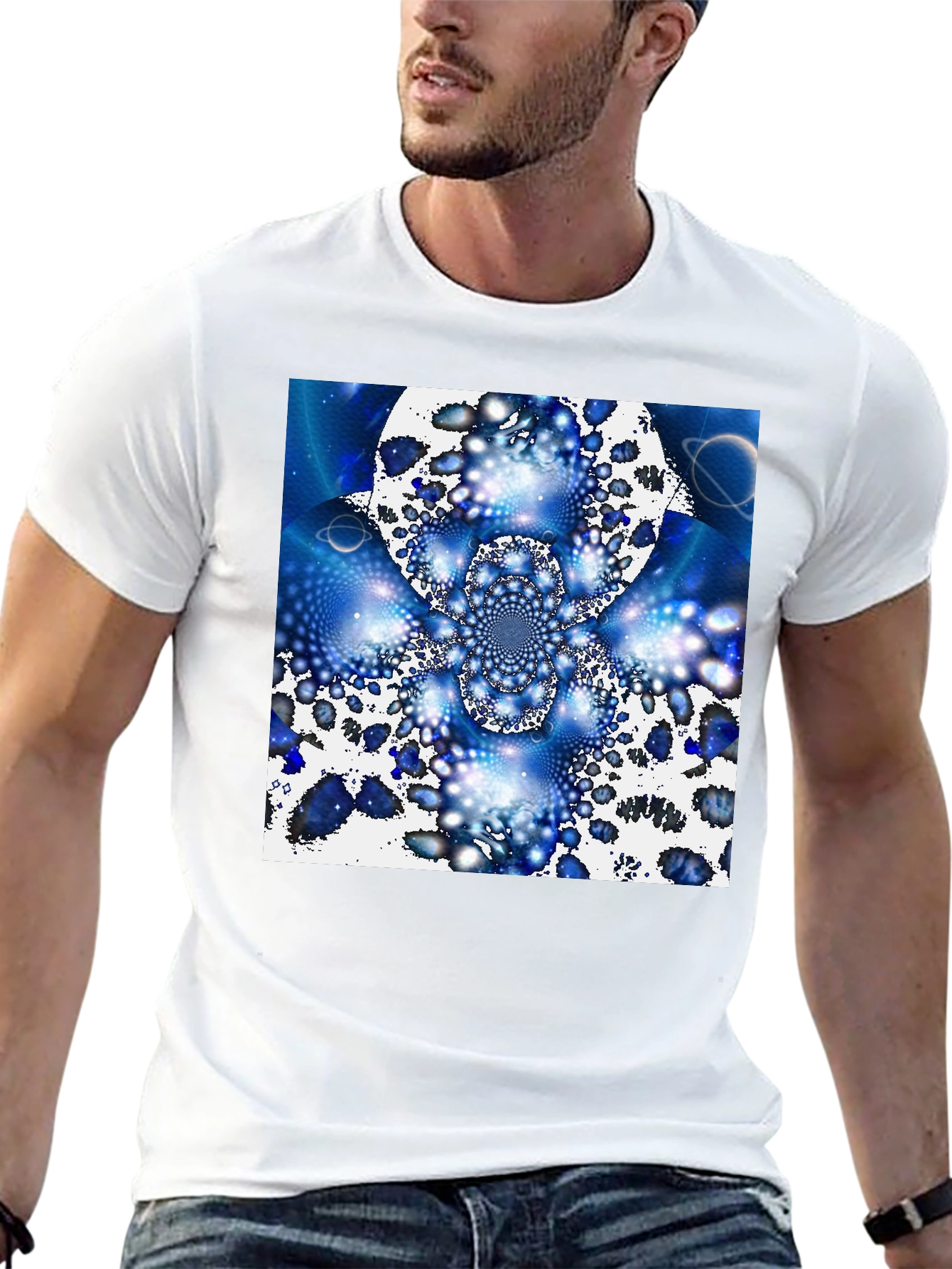 Abstract Blue Universe Graphic Tee