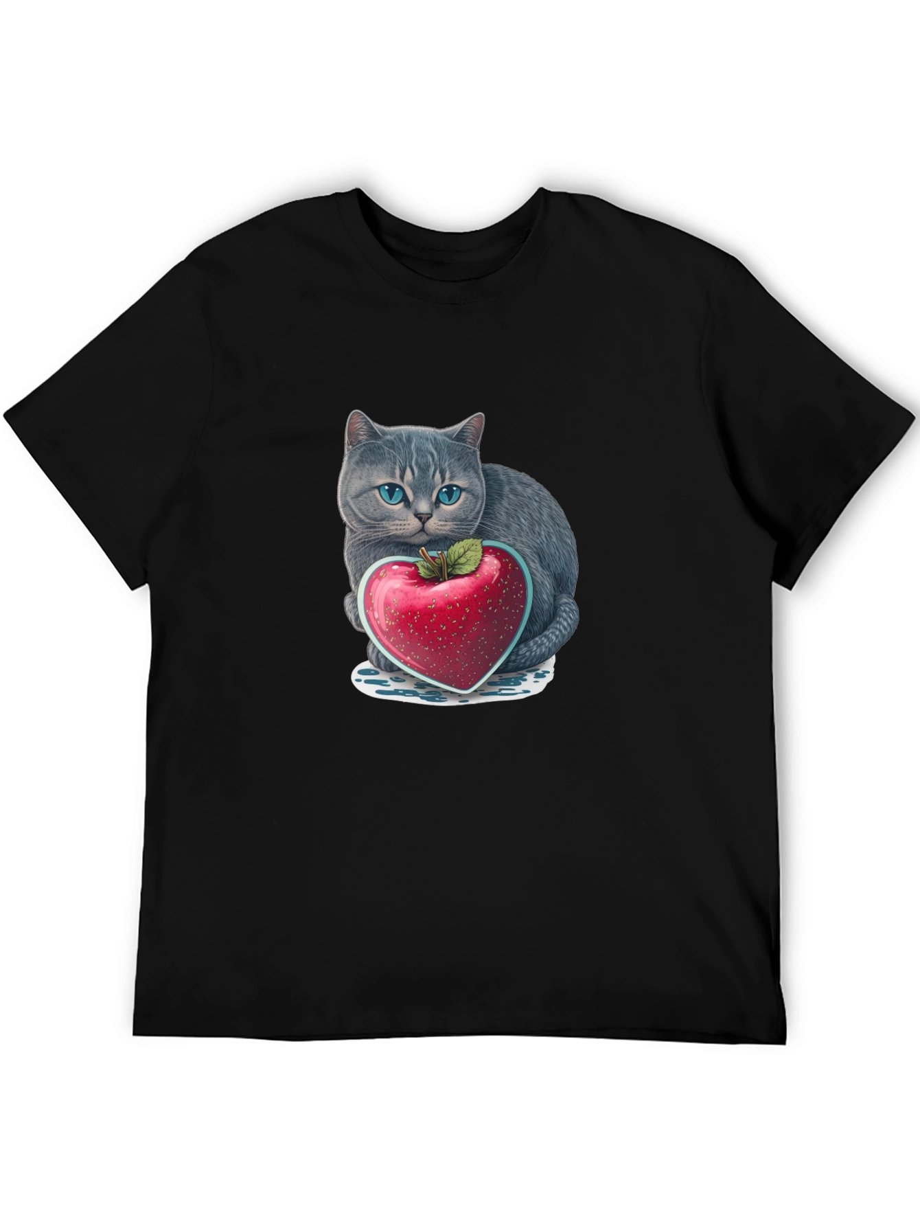 Cat & Heart Apple Graphic Tee