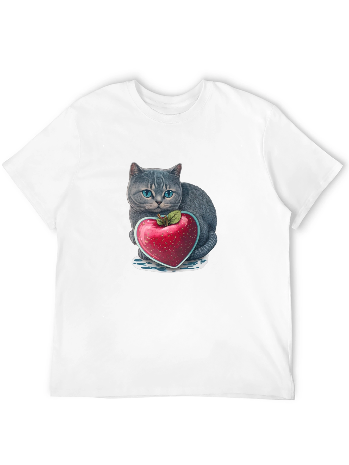 Cat & Heart Apple Graphic Tee