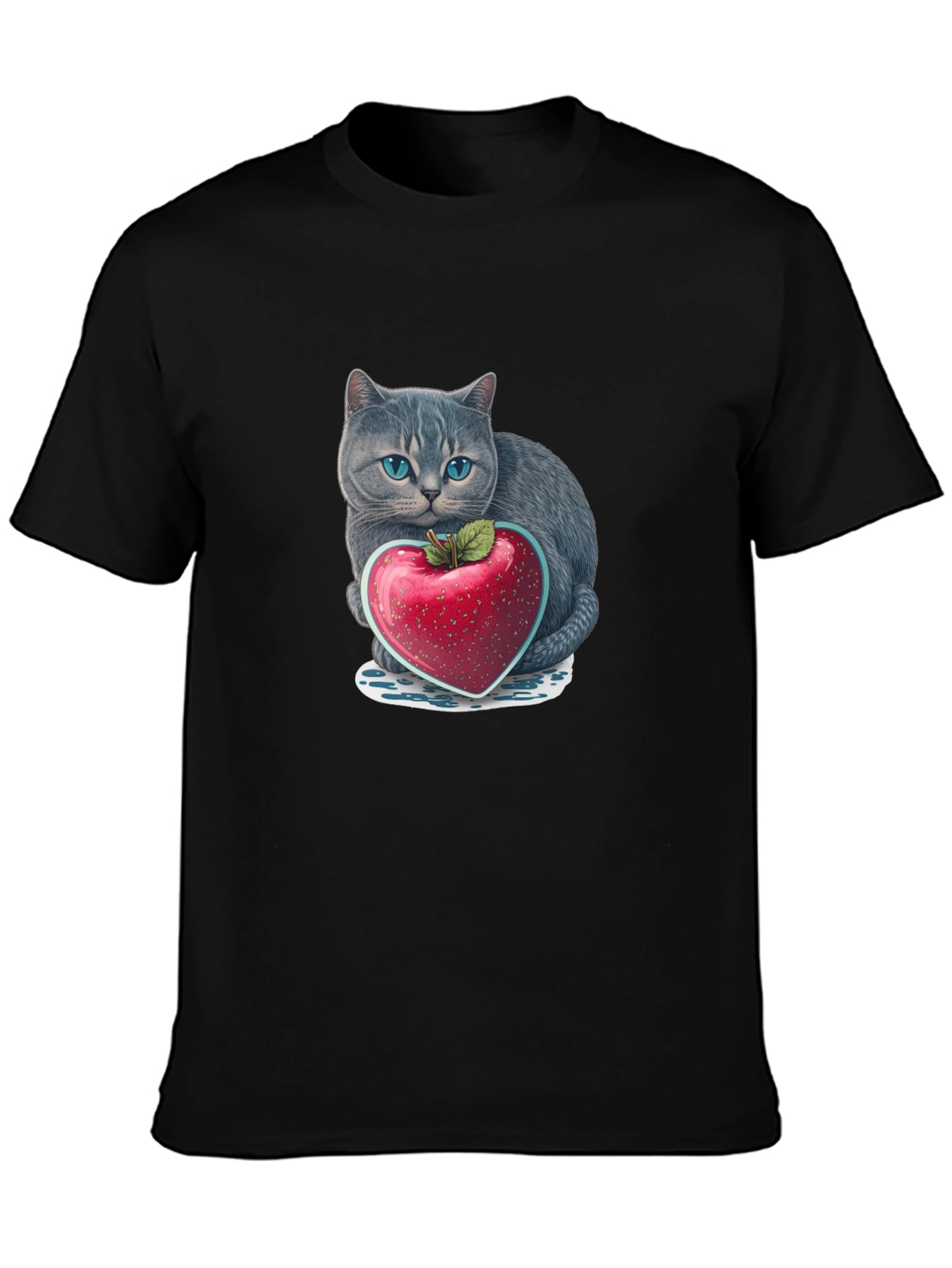 Cat & Heart Apple Graphic Tee
