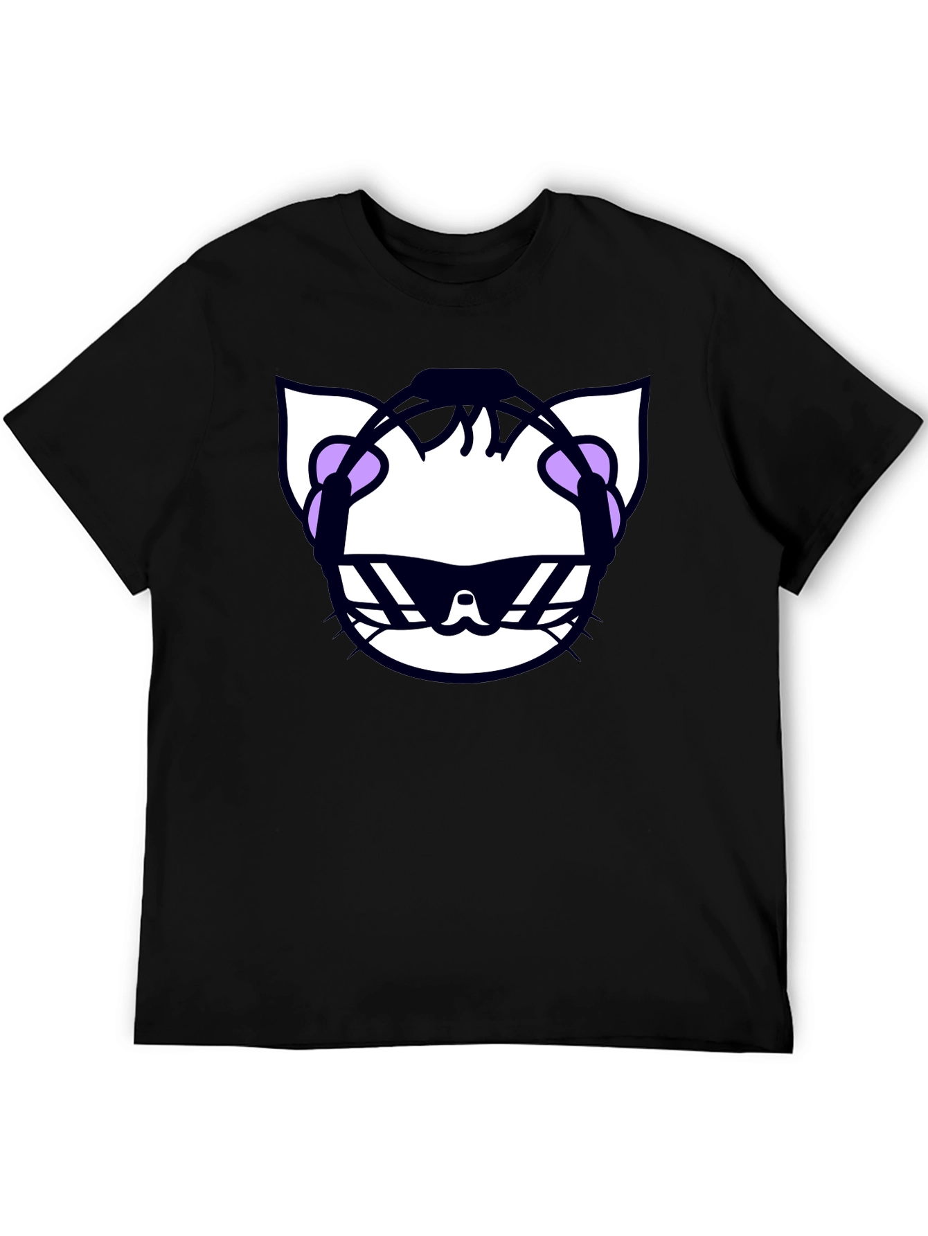 Cool Cat DJ Graphic T-Shirt - Black