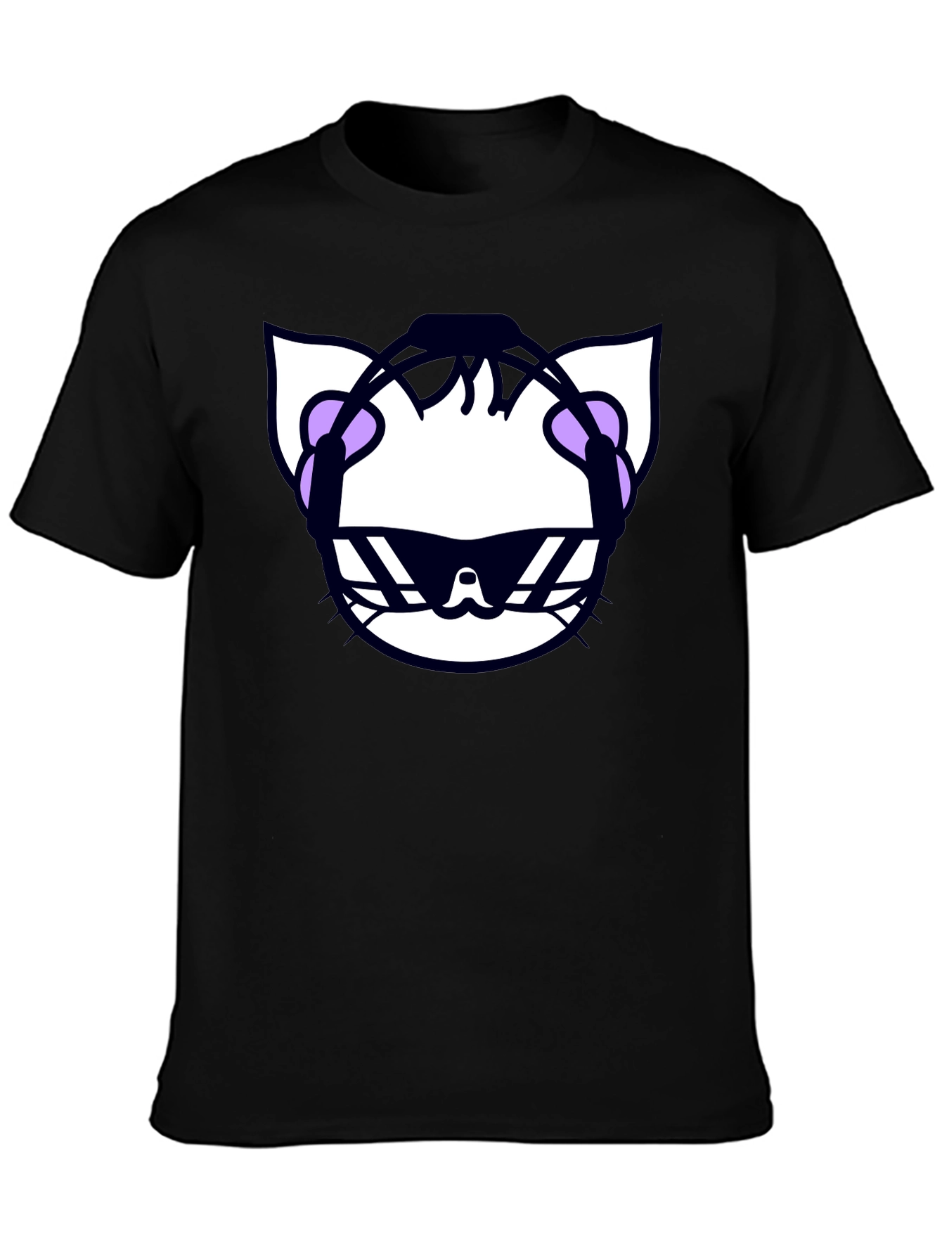 Cool Cat DJ Graphic T-Shirt - Black