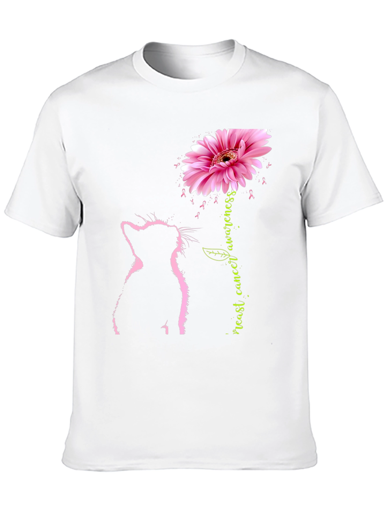 Pink Cat Breast Cancer Awareness T-Shirt