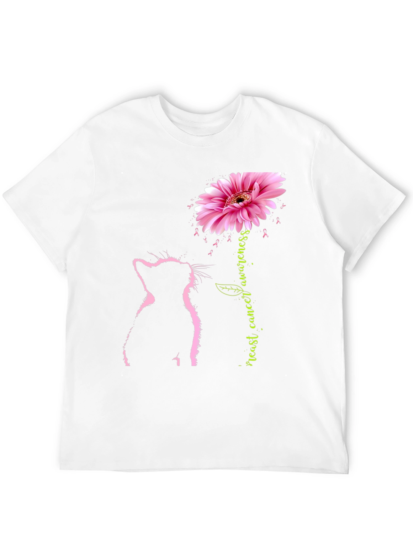 Pink Cat Breast Cancer Awareness T-Shirt