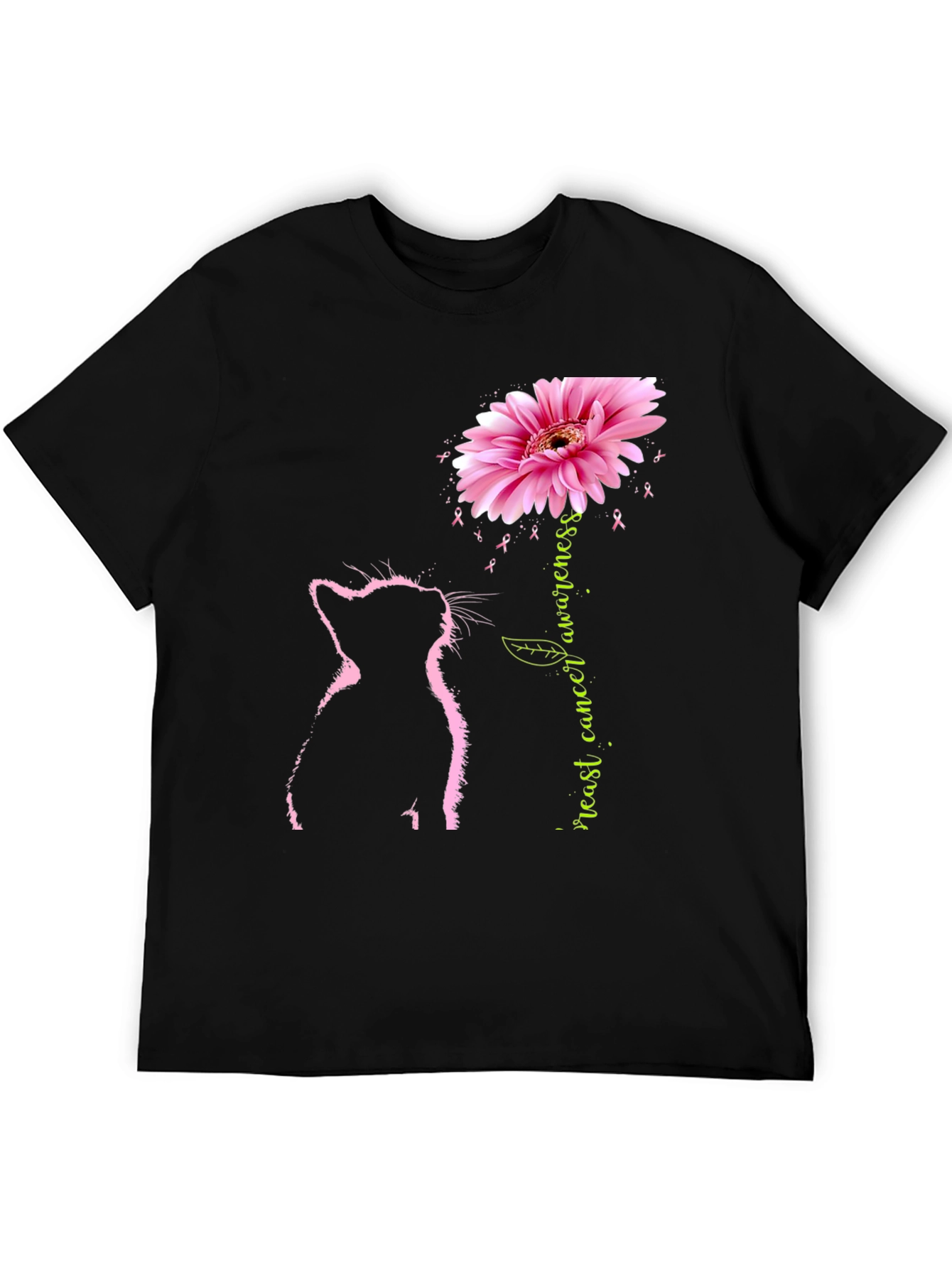 Pink Cat Breast Cancer Awareness T-Shirt