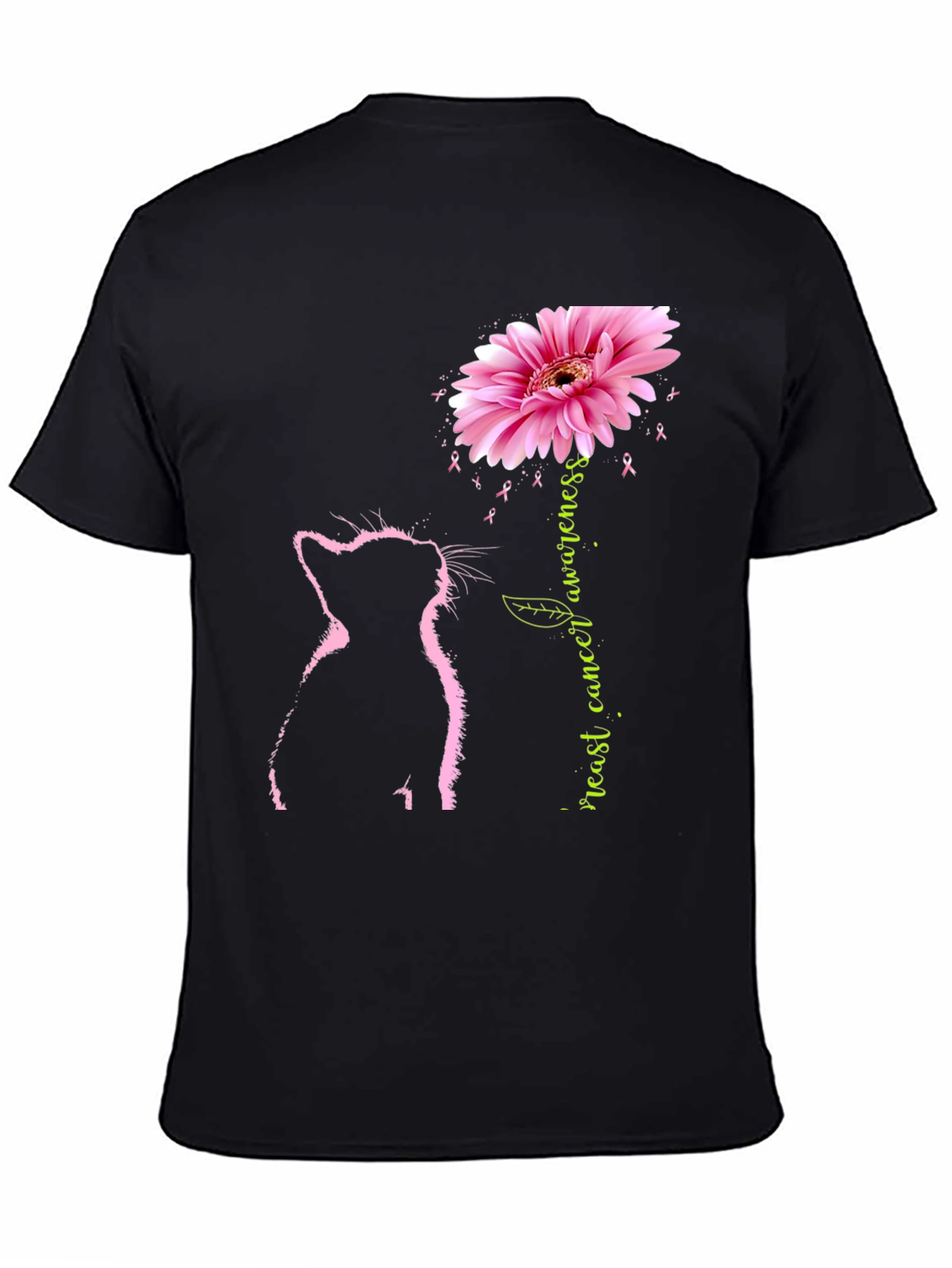 Pink Cat Breast Cancer Awareness T-Shirt