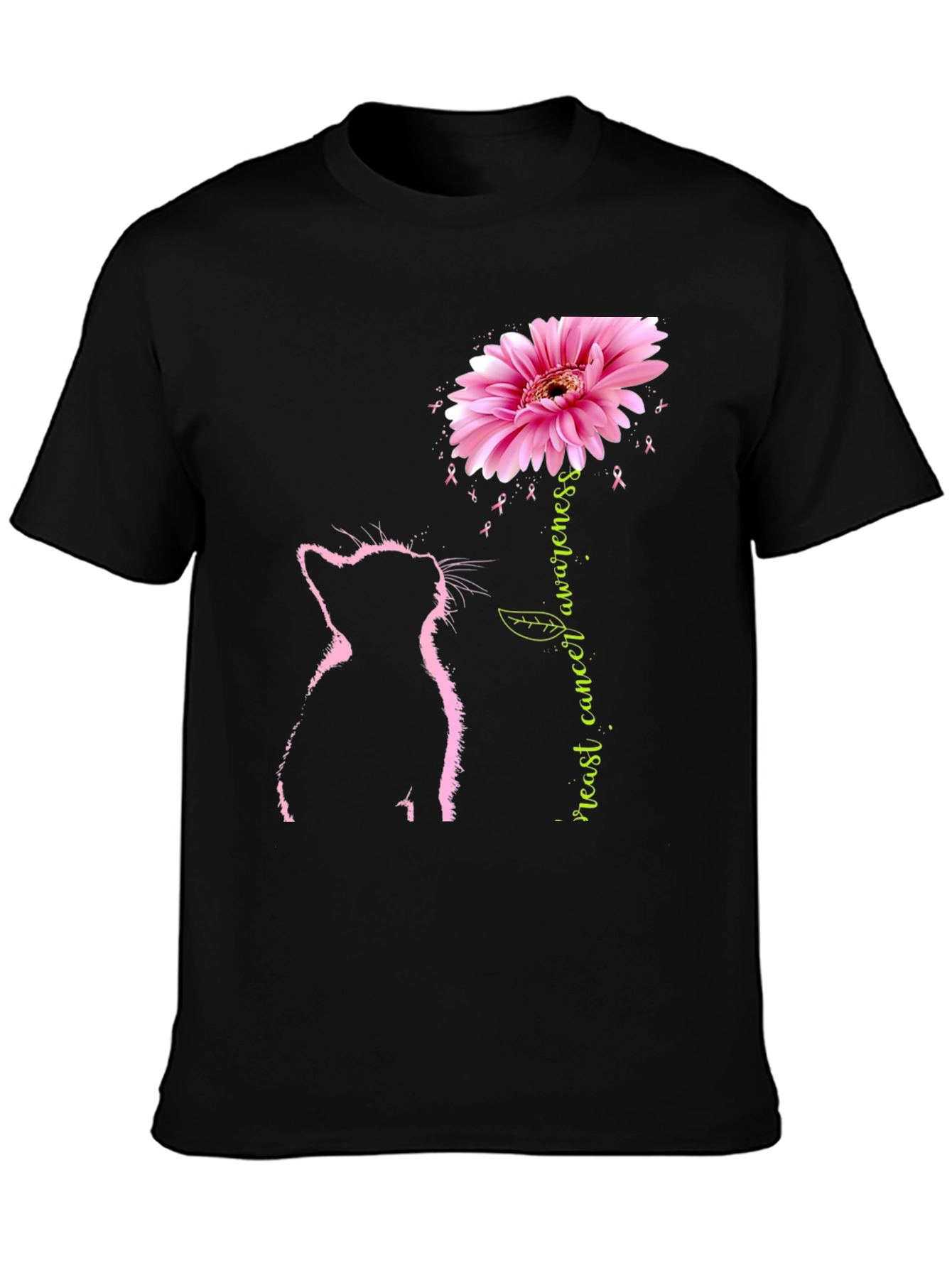 Pink Cat Breast Cancer Awareness T-Shirt