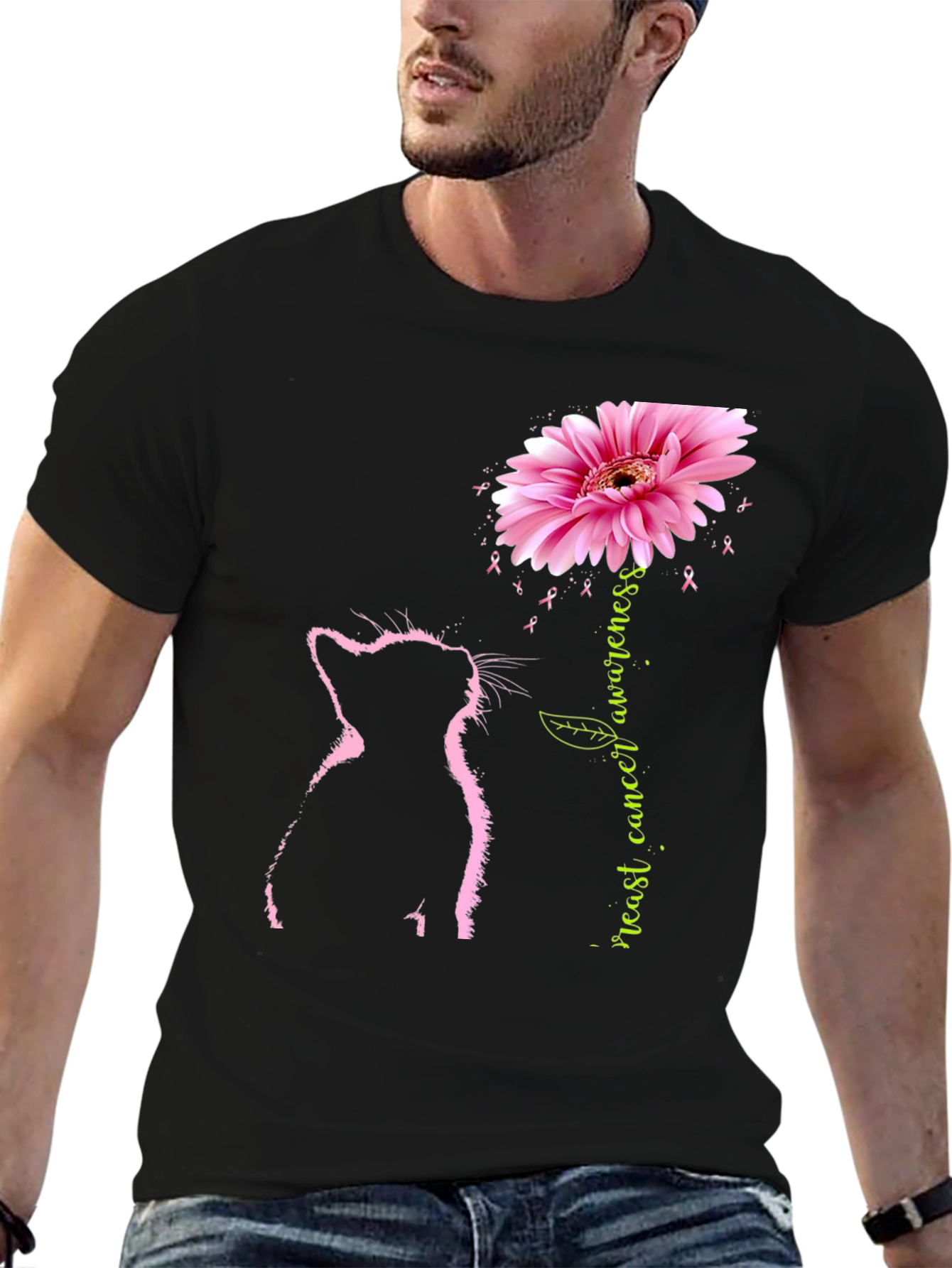 Pink Cat Breast Cancer Awareness T-Shirt