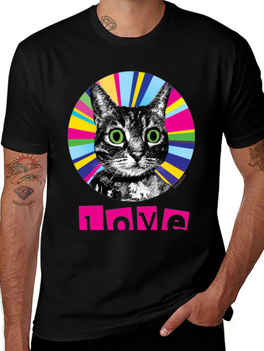 Cat Graphic Tee - Colorful Love T-Shirt
