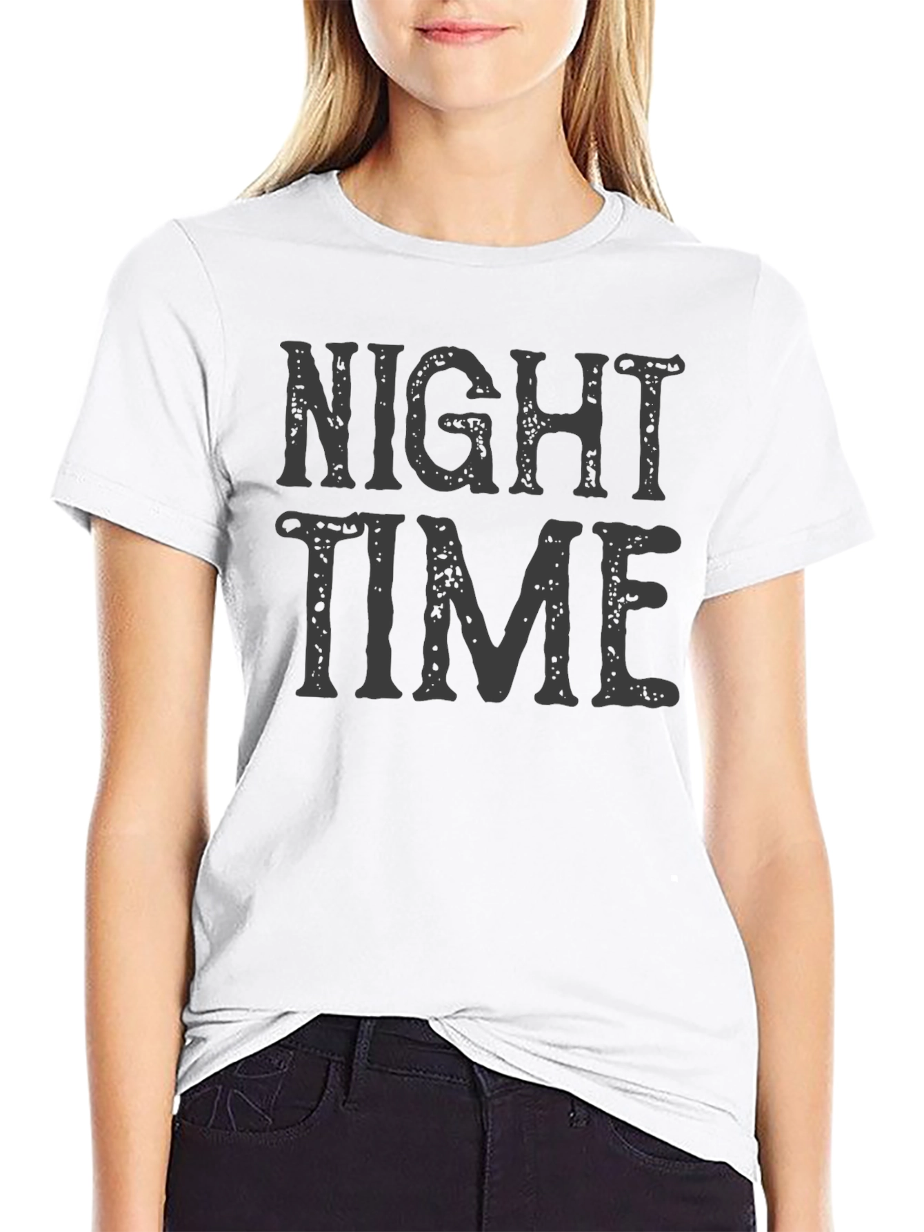 Night Time Graphic Print T-Shirt - Casual Wear