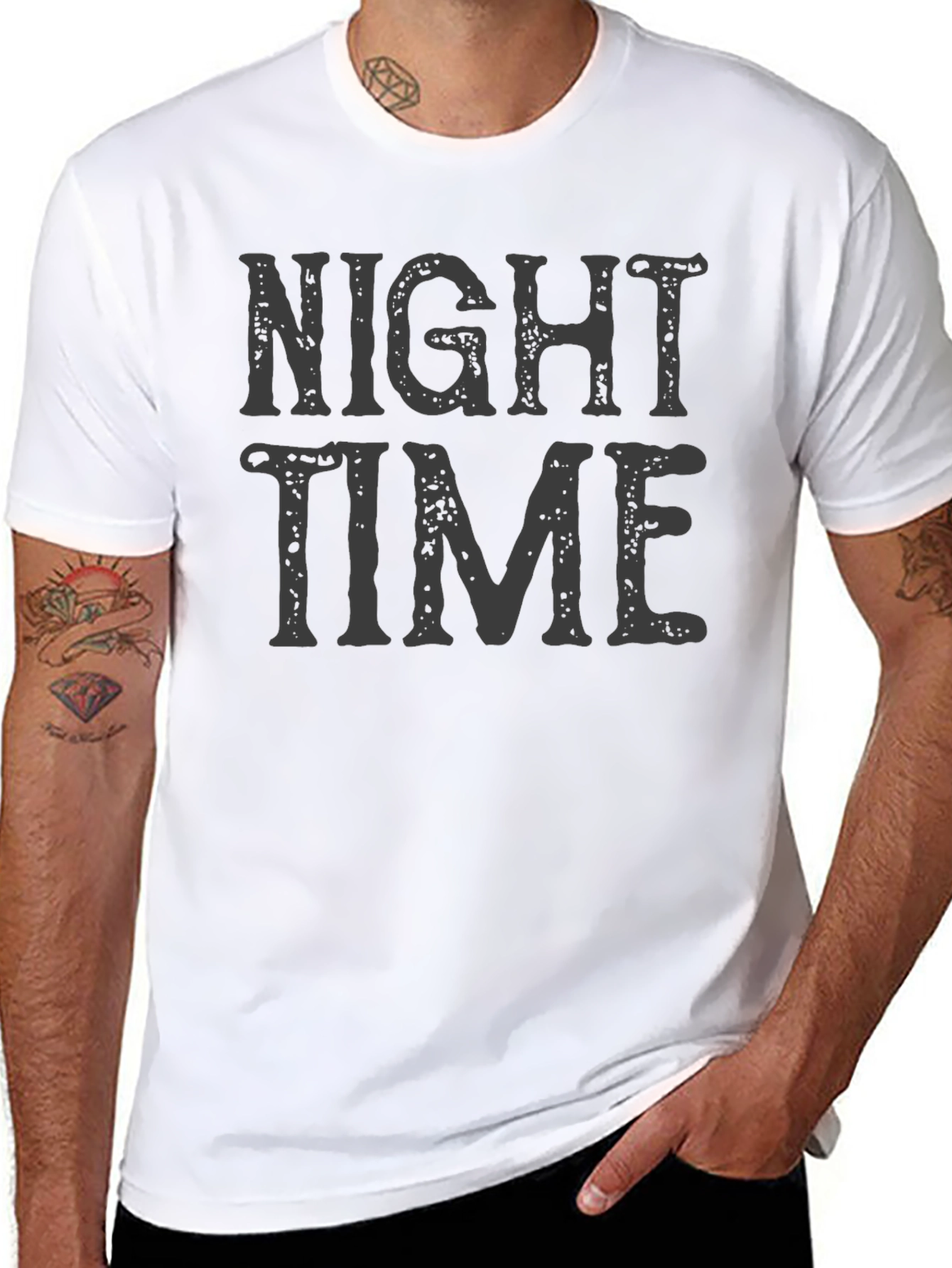 Night Time Graphic Print T-Shirt - Casual Wear
