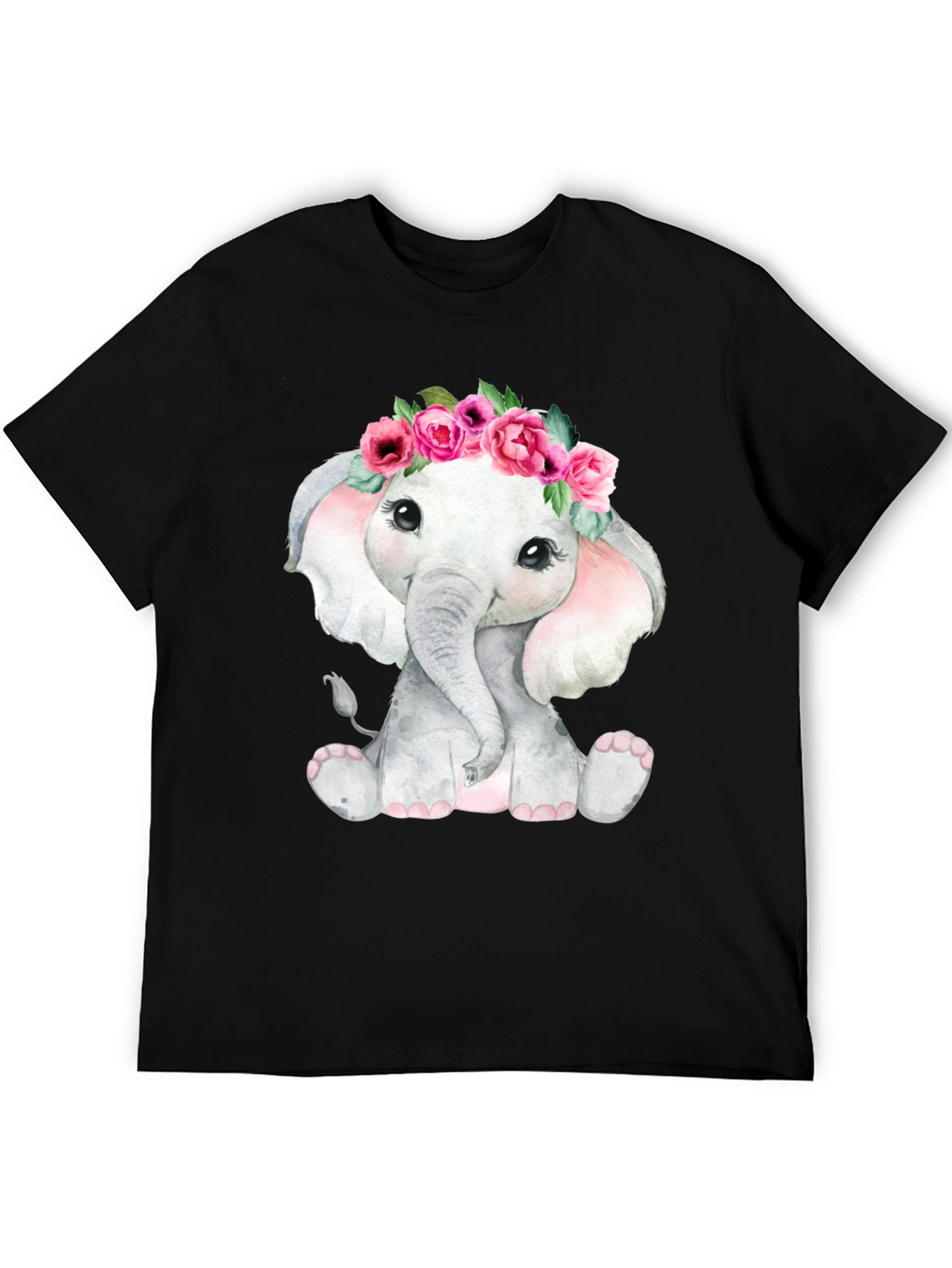 Cute Elephant Floral Crown T-Shirt