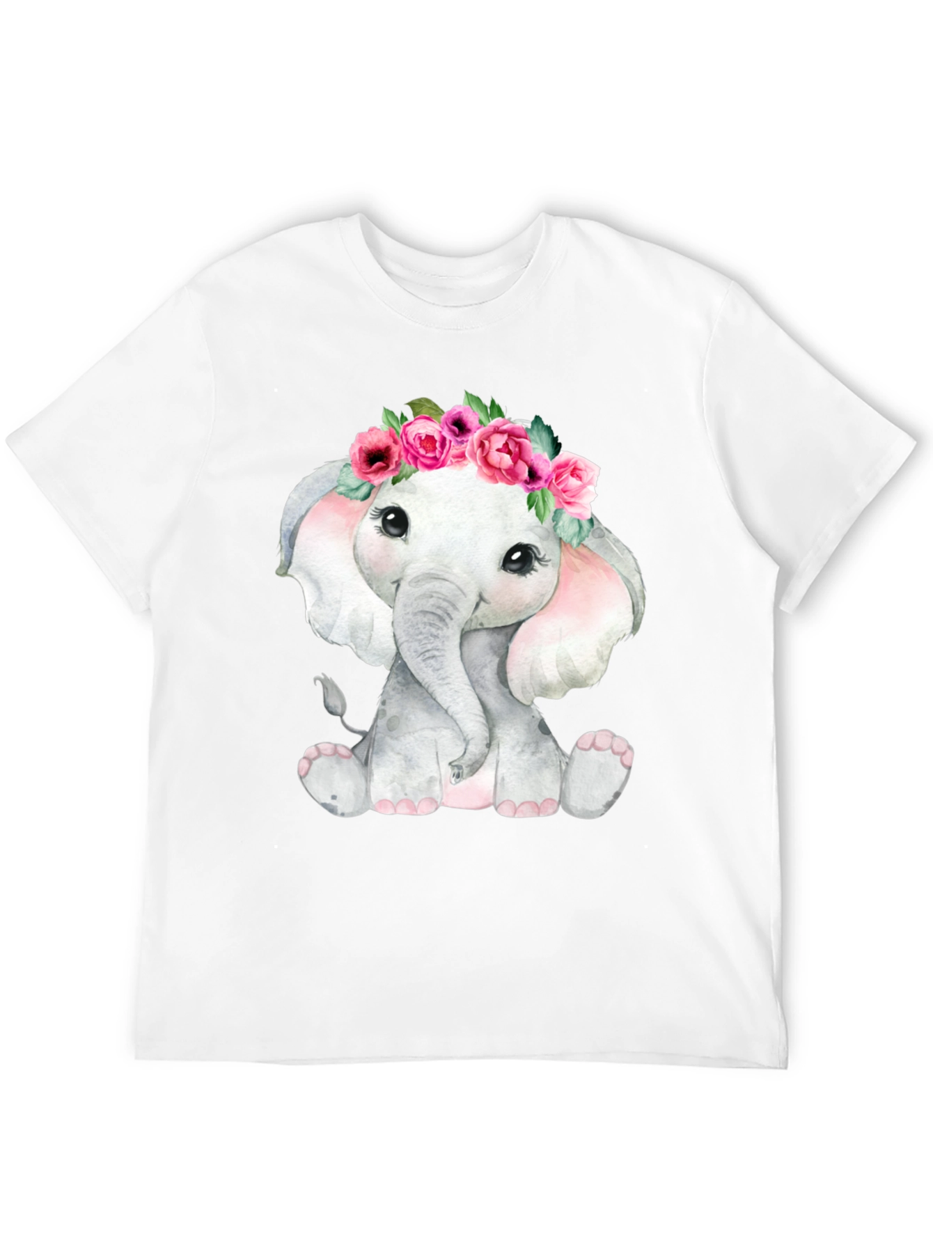 Cute Elephant Floral Crown T-Shirt