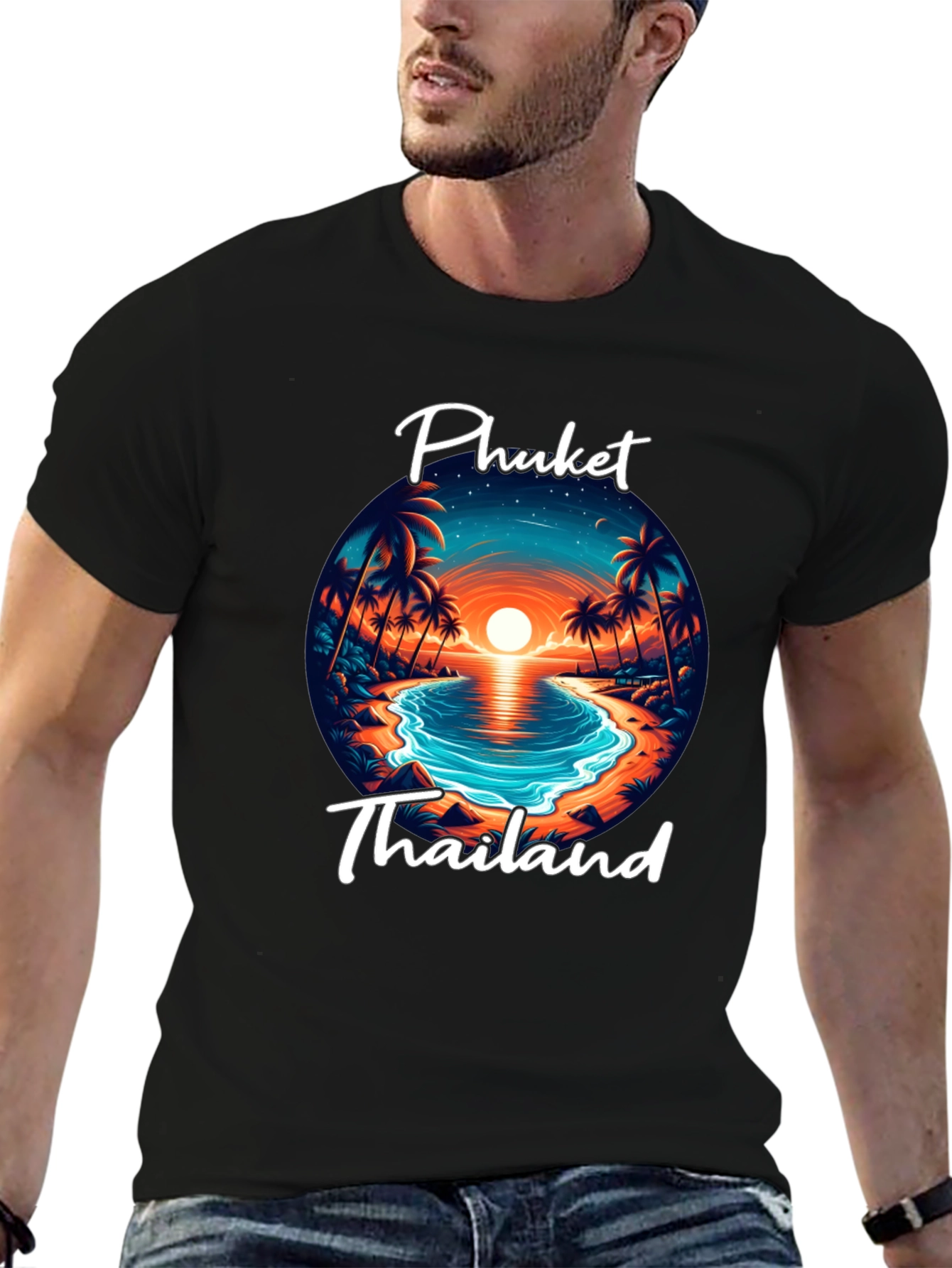 Phuket Thailand Graphic T-Shirt - Beach Sunset Design