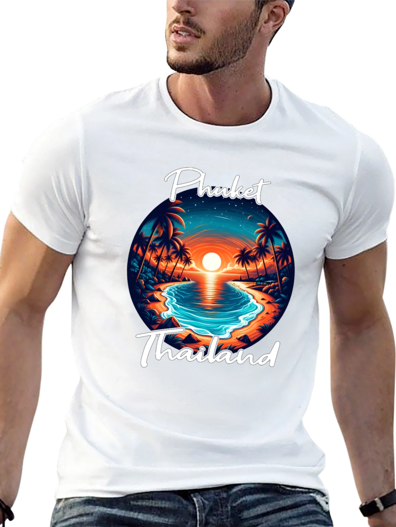 Phuket Thailand Graphic T-Shirt - Beach Sunset Design