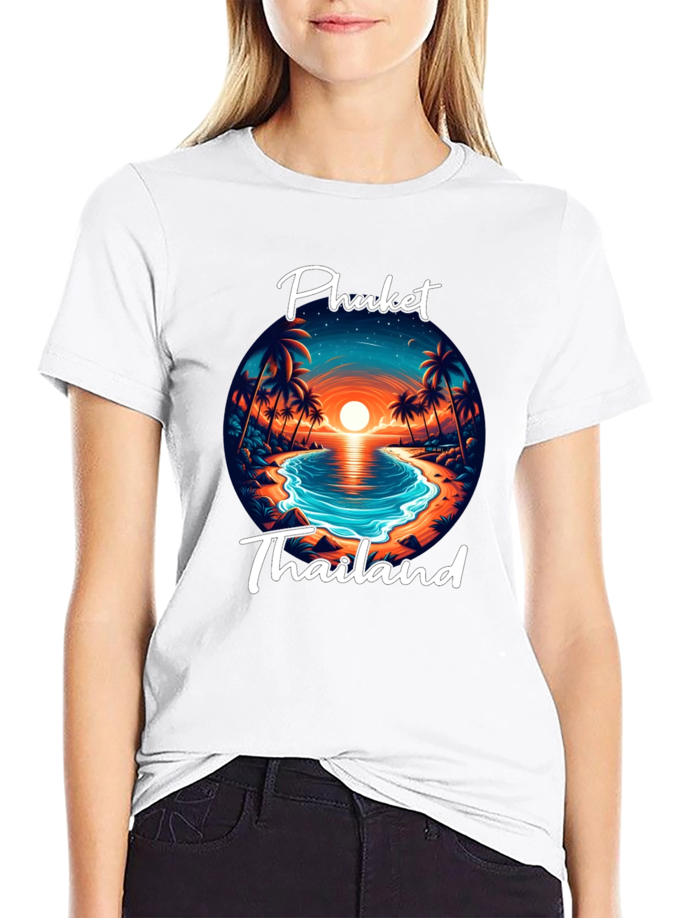 Phuket Thailand Graphic T-Shirt - Beach Sunset Design