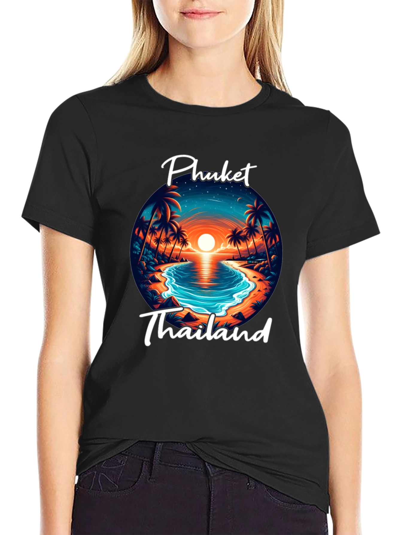 Phuket Thailand Graphic T-Shirt - Beach Sunset Design