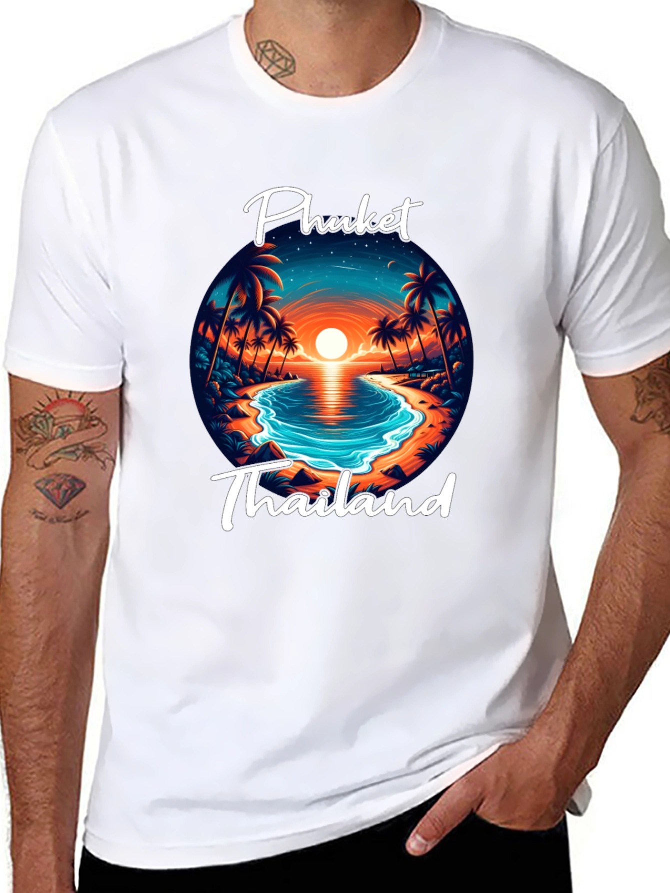 Phuket Thailand Graphic T-Shirt - Beach Sunset Design