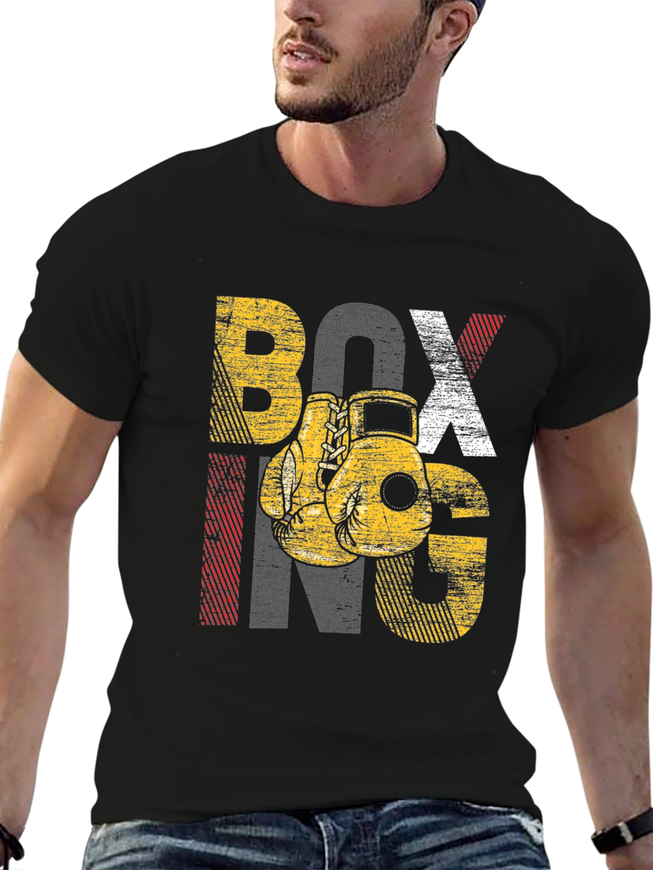 Boxing Graphic Tee - Distressed Design