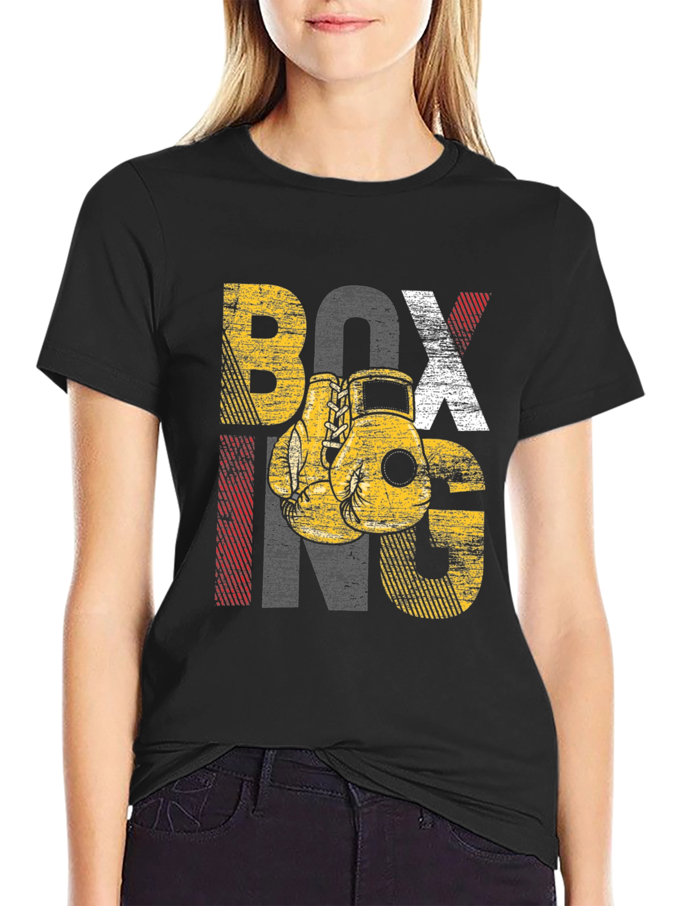 Boxing Graphic Tee - Distressed Design