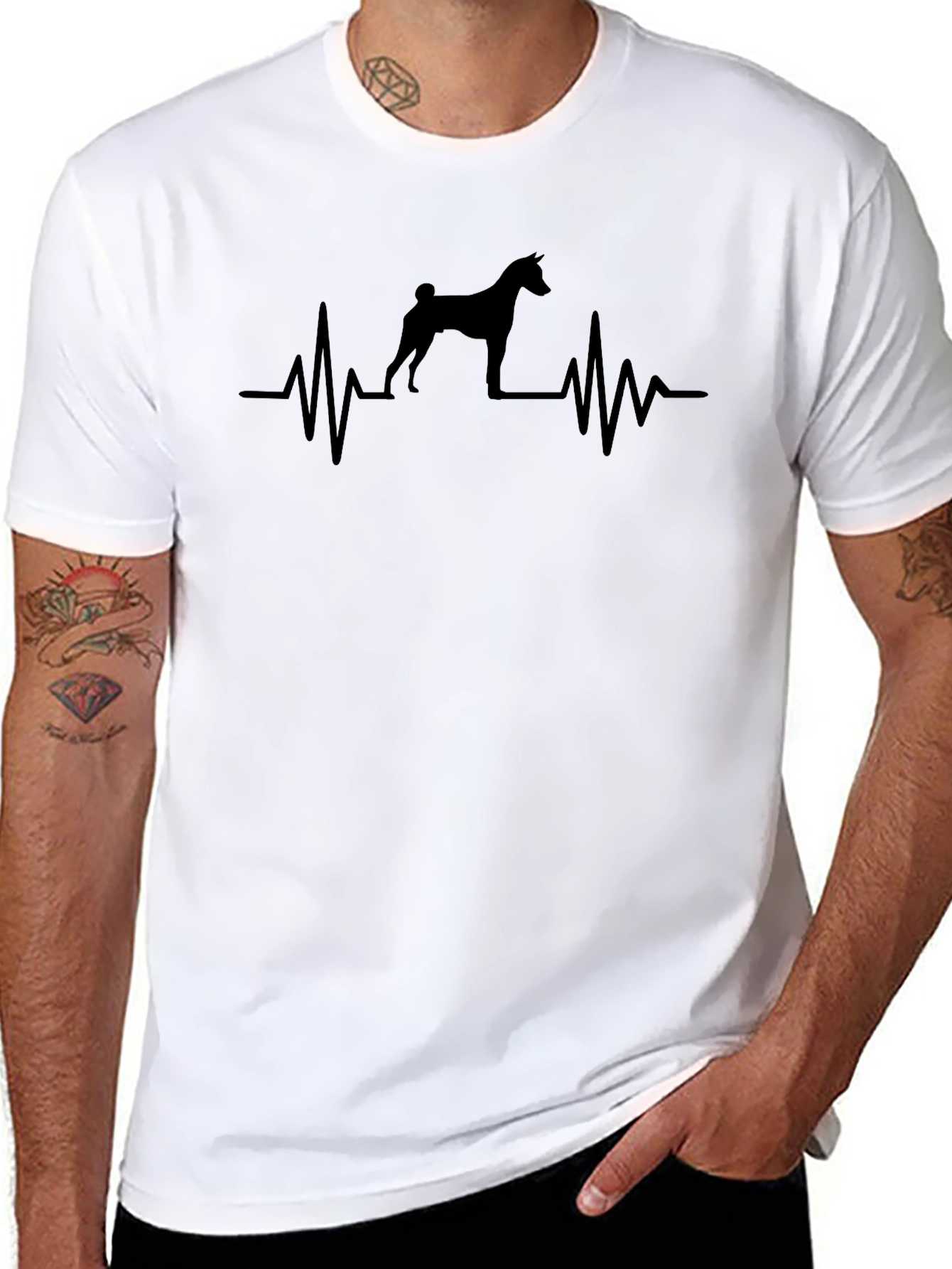 Dog Heartbeat T-Shirt - Mens Crew Neck Tee