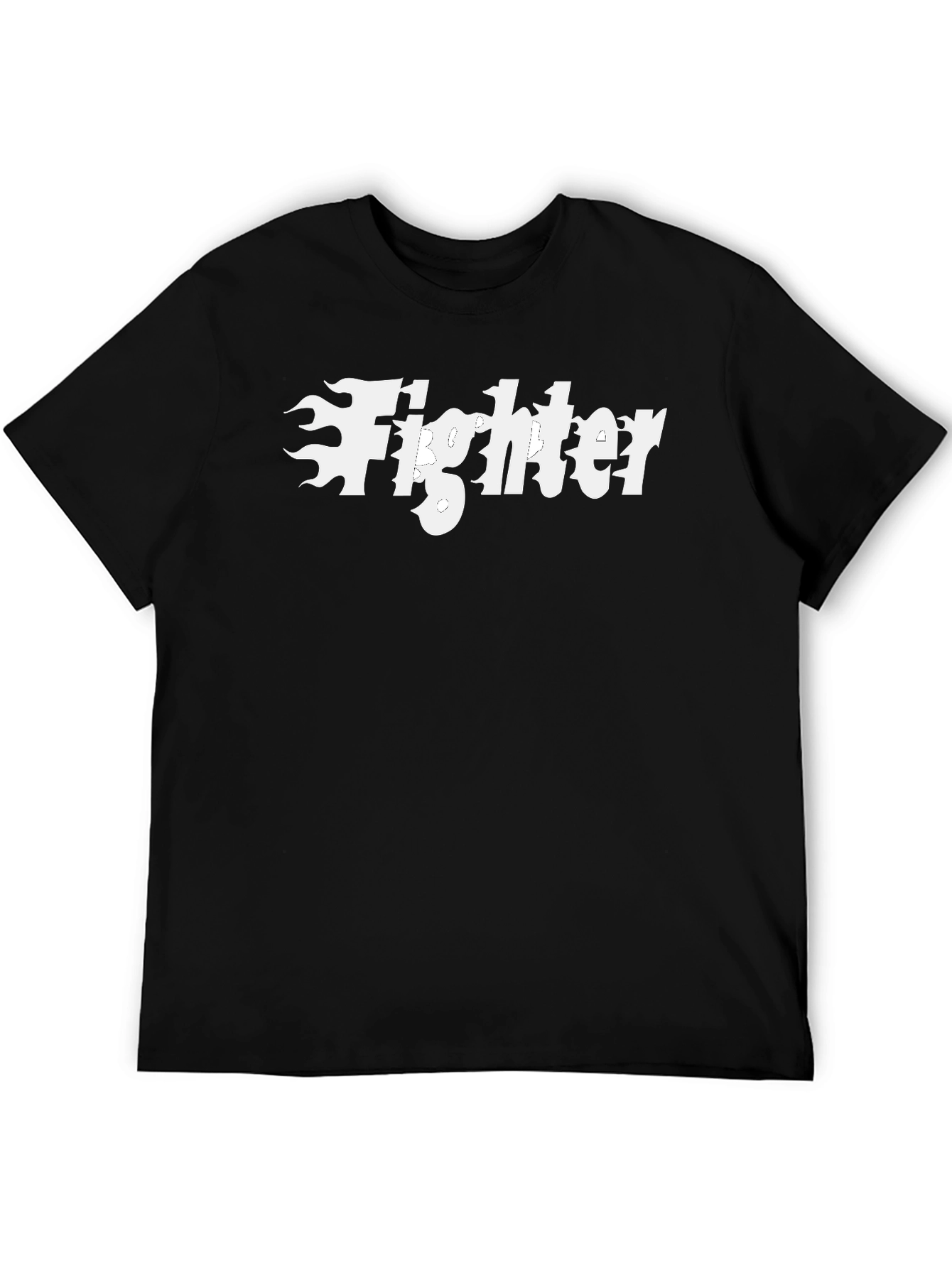 Fighter Flame Graphic T-Shirt - Black