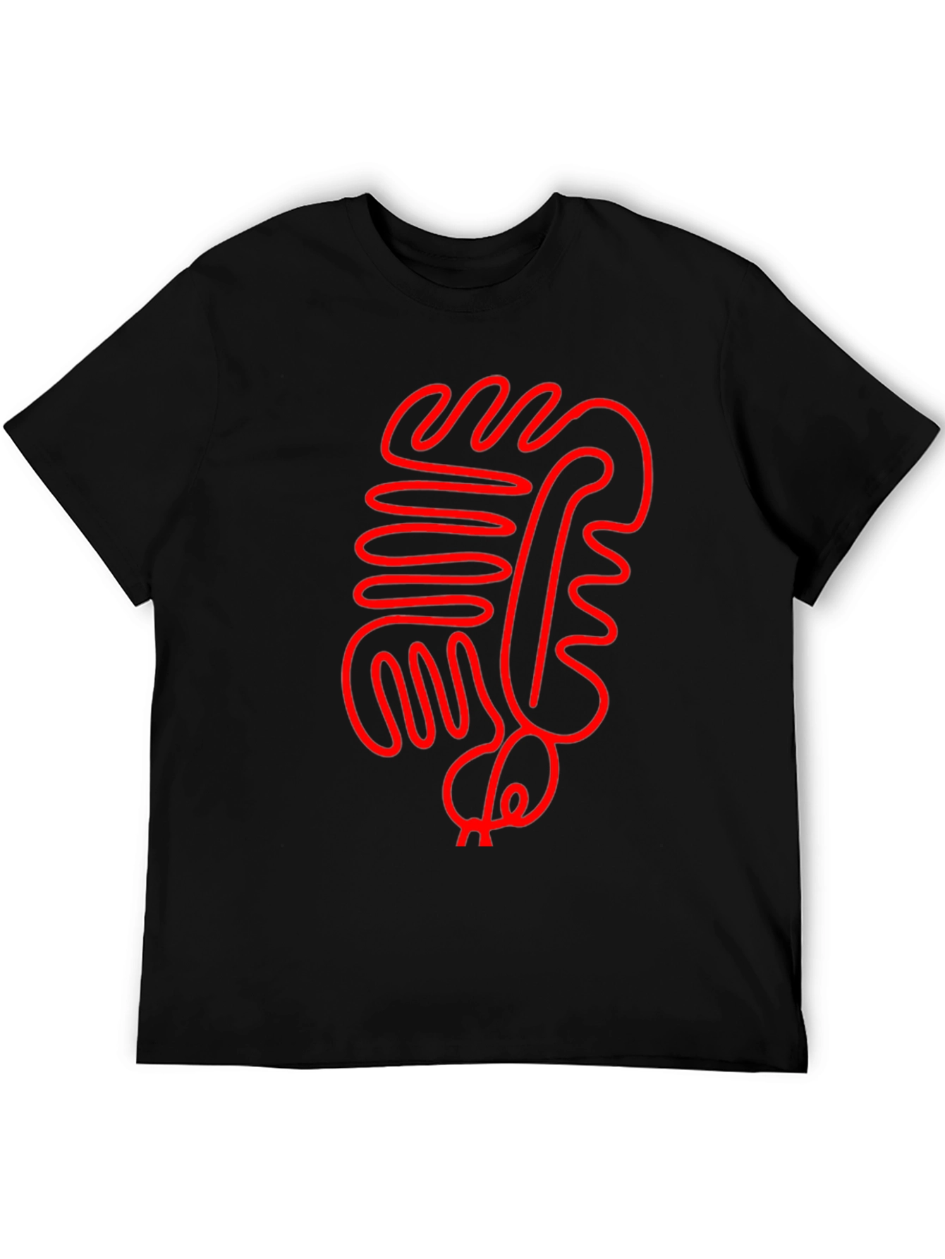 Abstract Red Line Art Black T-Shirt