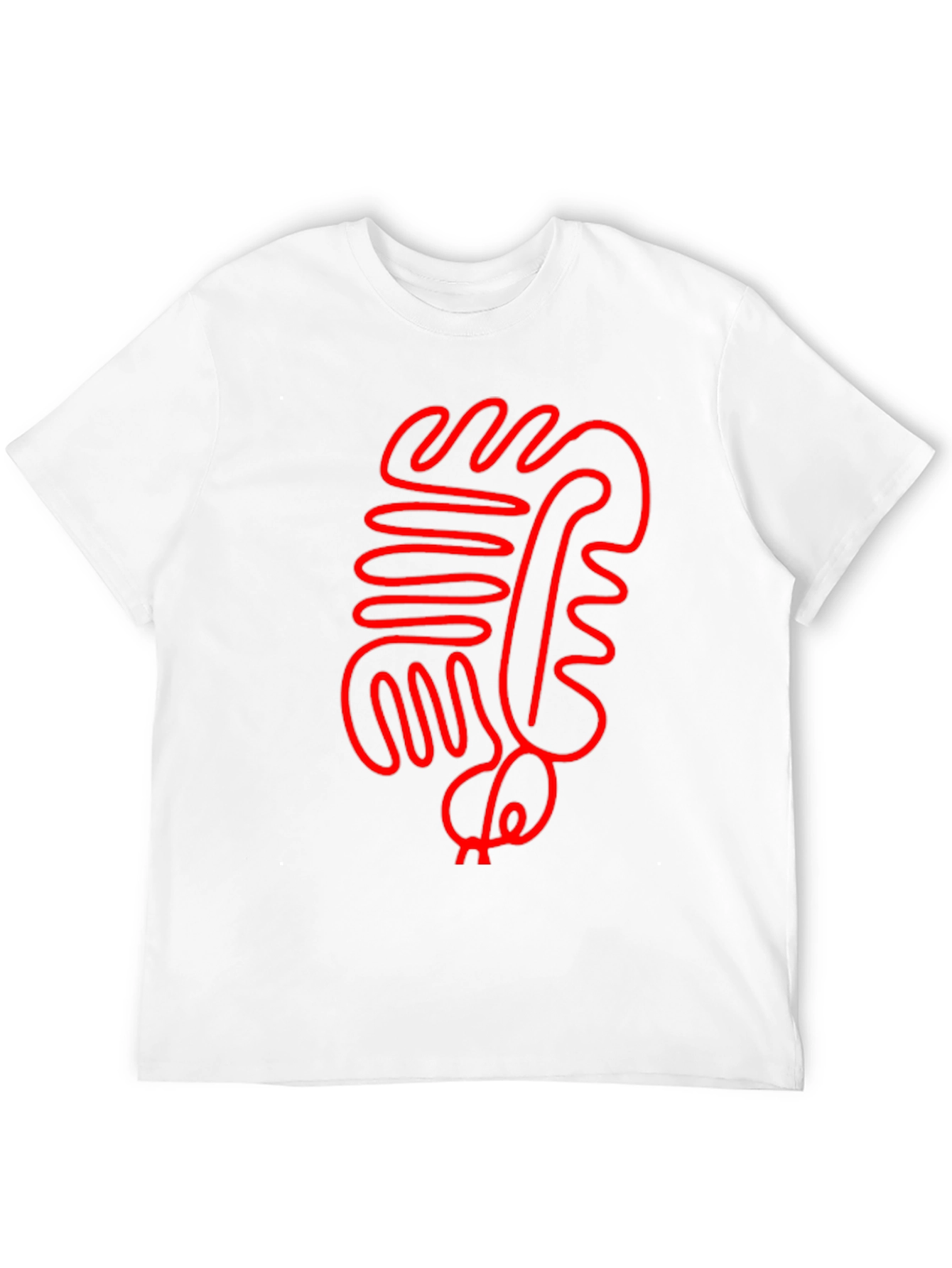 Abstract Red Line Art Black T-Shirt