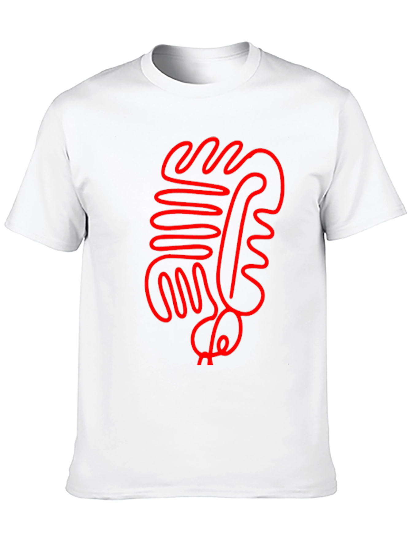 Abstract Red Line Art Black T-Shirt