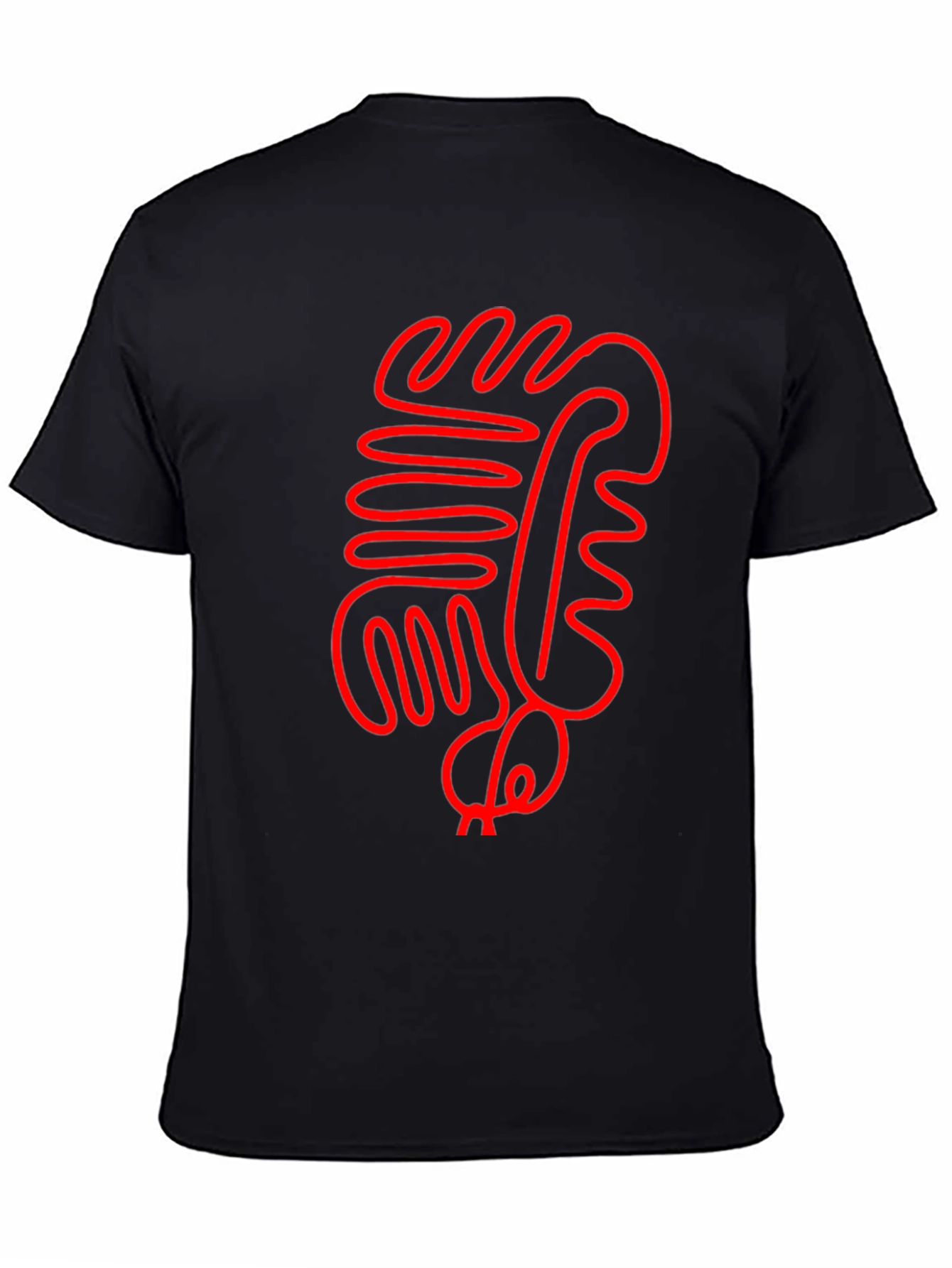 Abstract Red Line Art Black T-Shirt