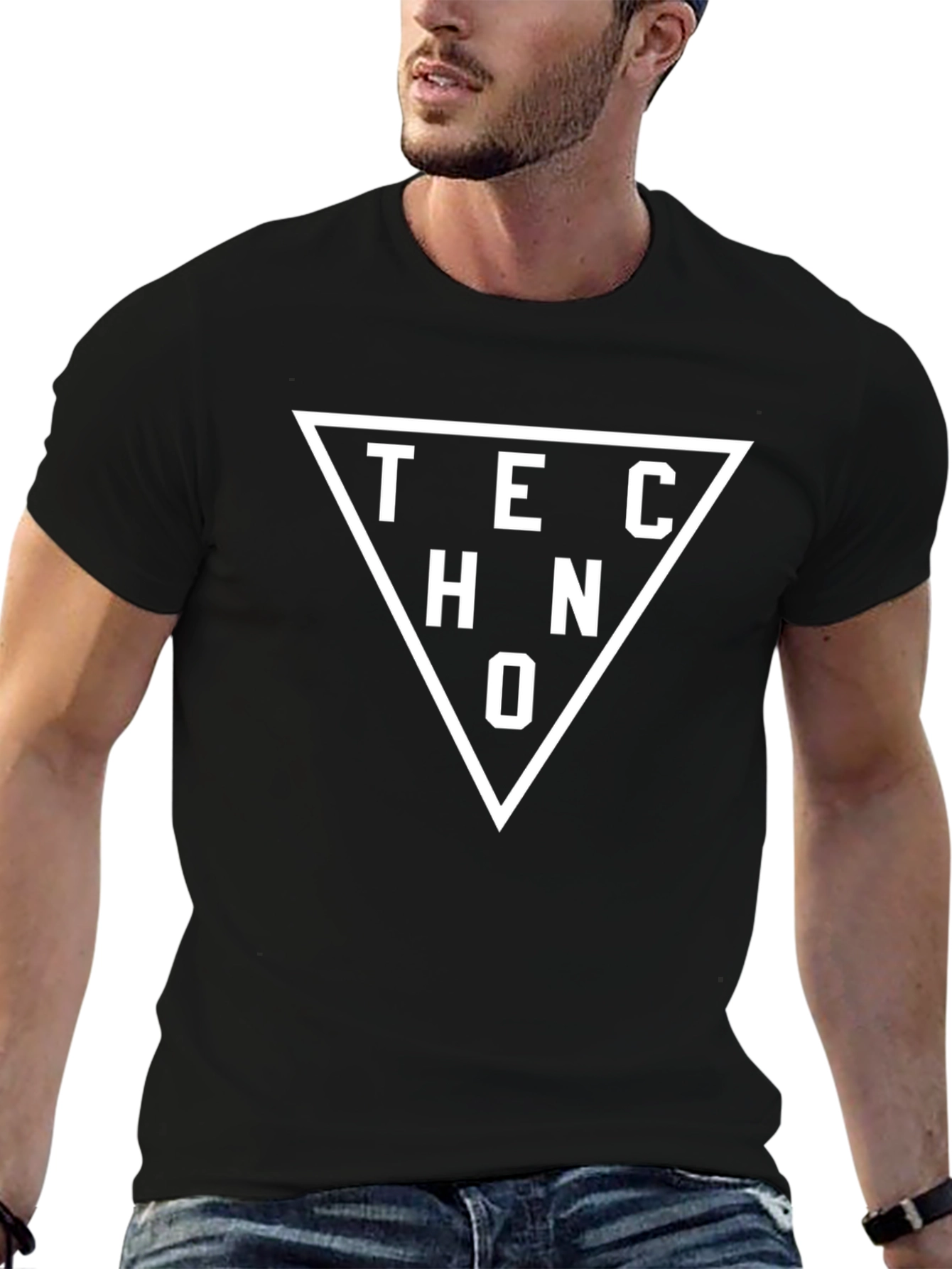 Techno Triangle Graphic Black T-Shirt