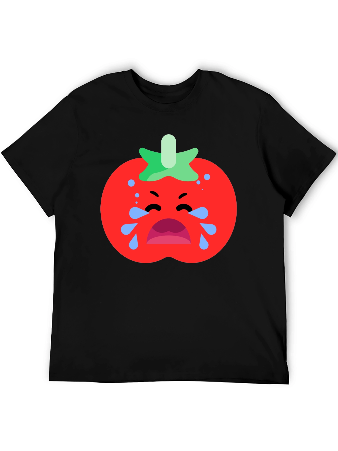 Crying Tomato Graphic Tee - Black Cotton T-Shirt