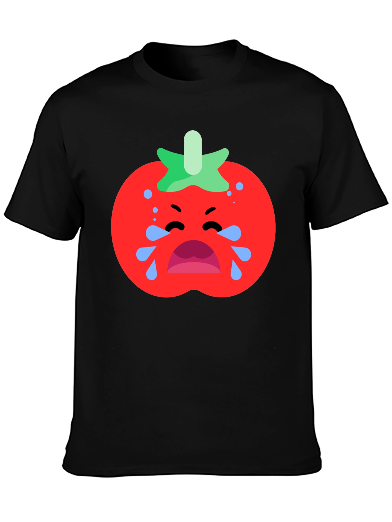 Crying Tomato Graphic Tee - Black Cotton T-Shirt