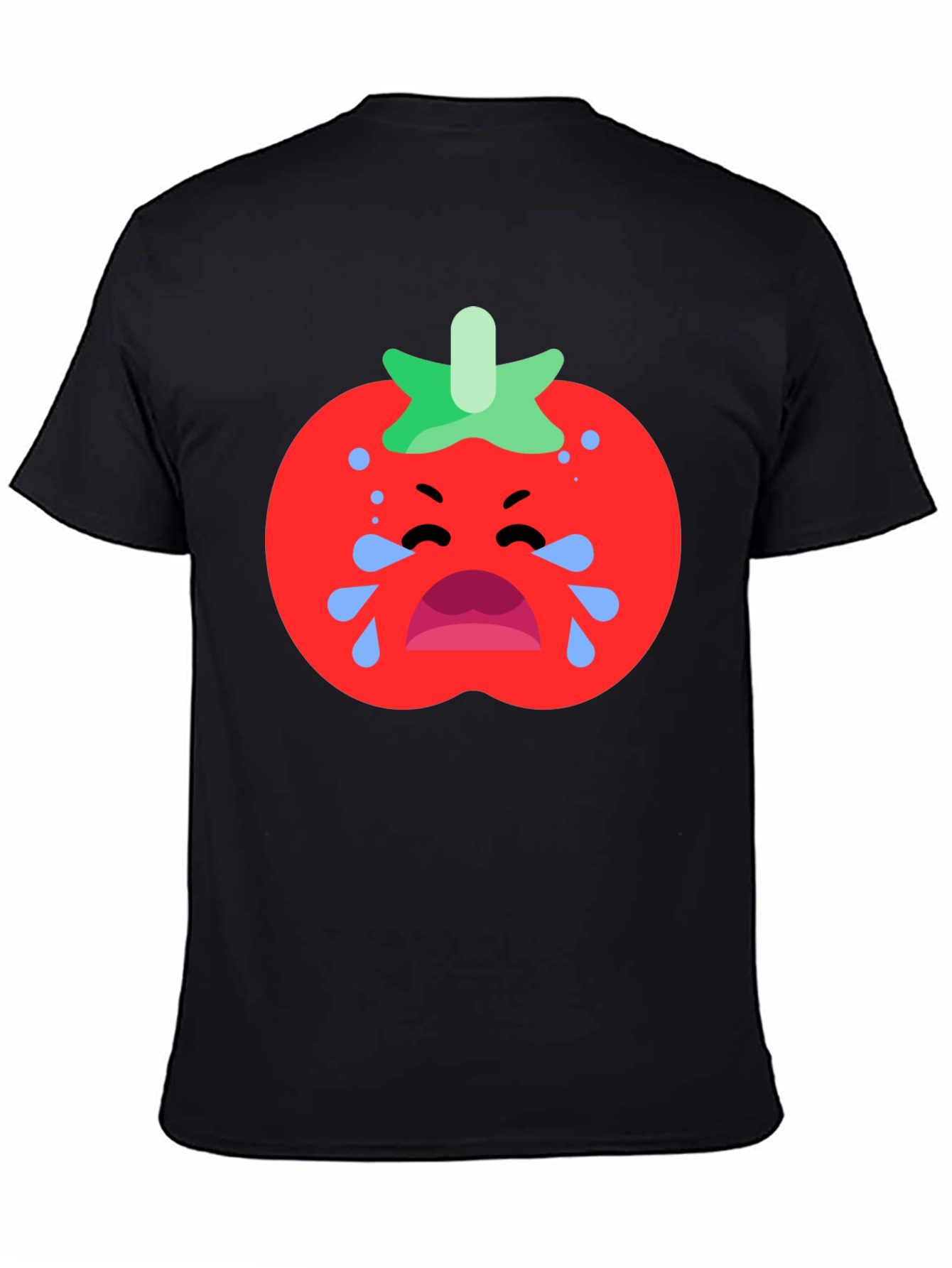 Crying Tomato Graphic Tee - Black Cotton T-Shirt