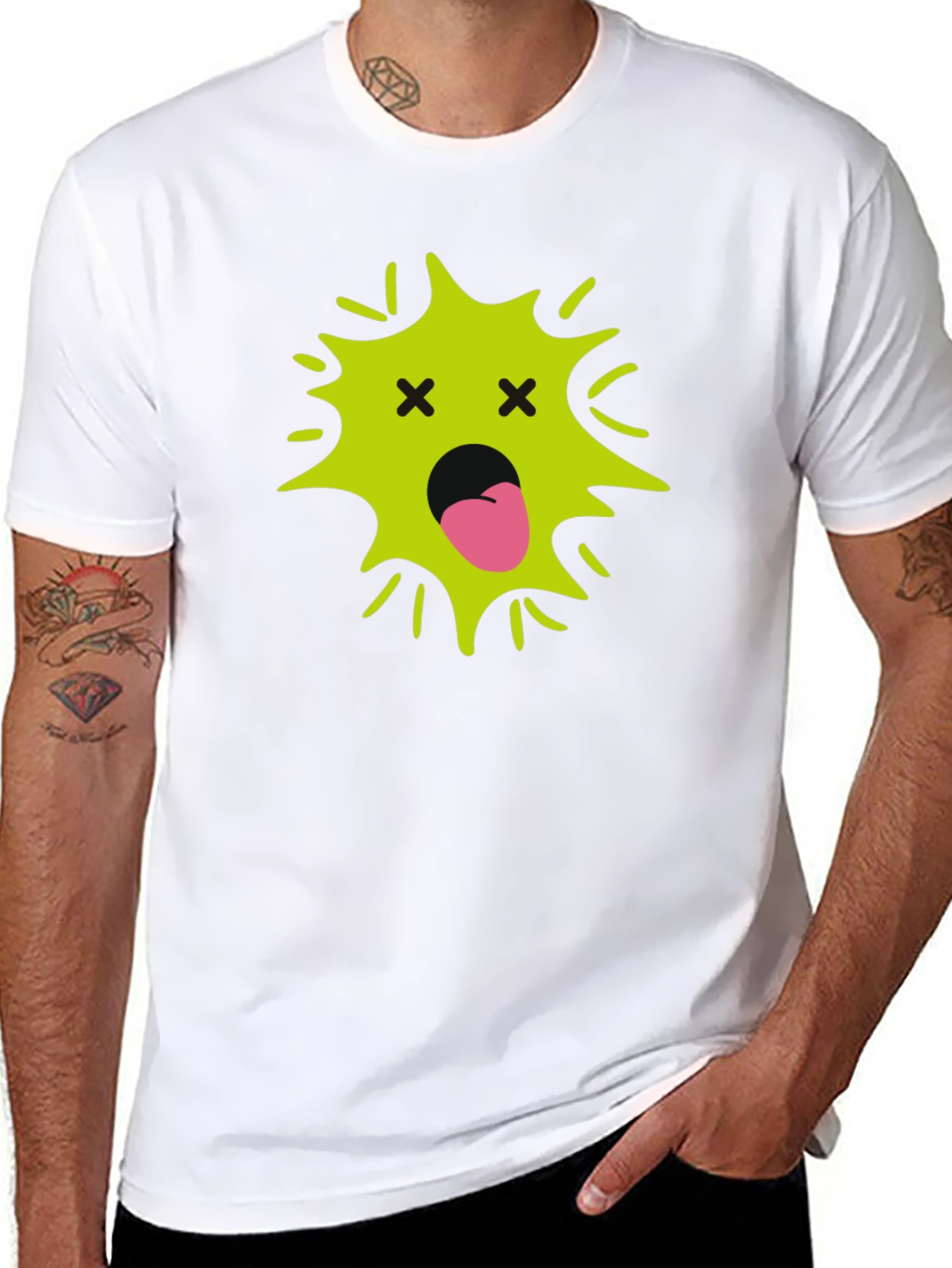 Funny Black T-Shirt with Green Face