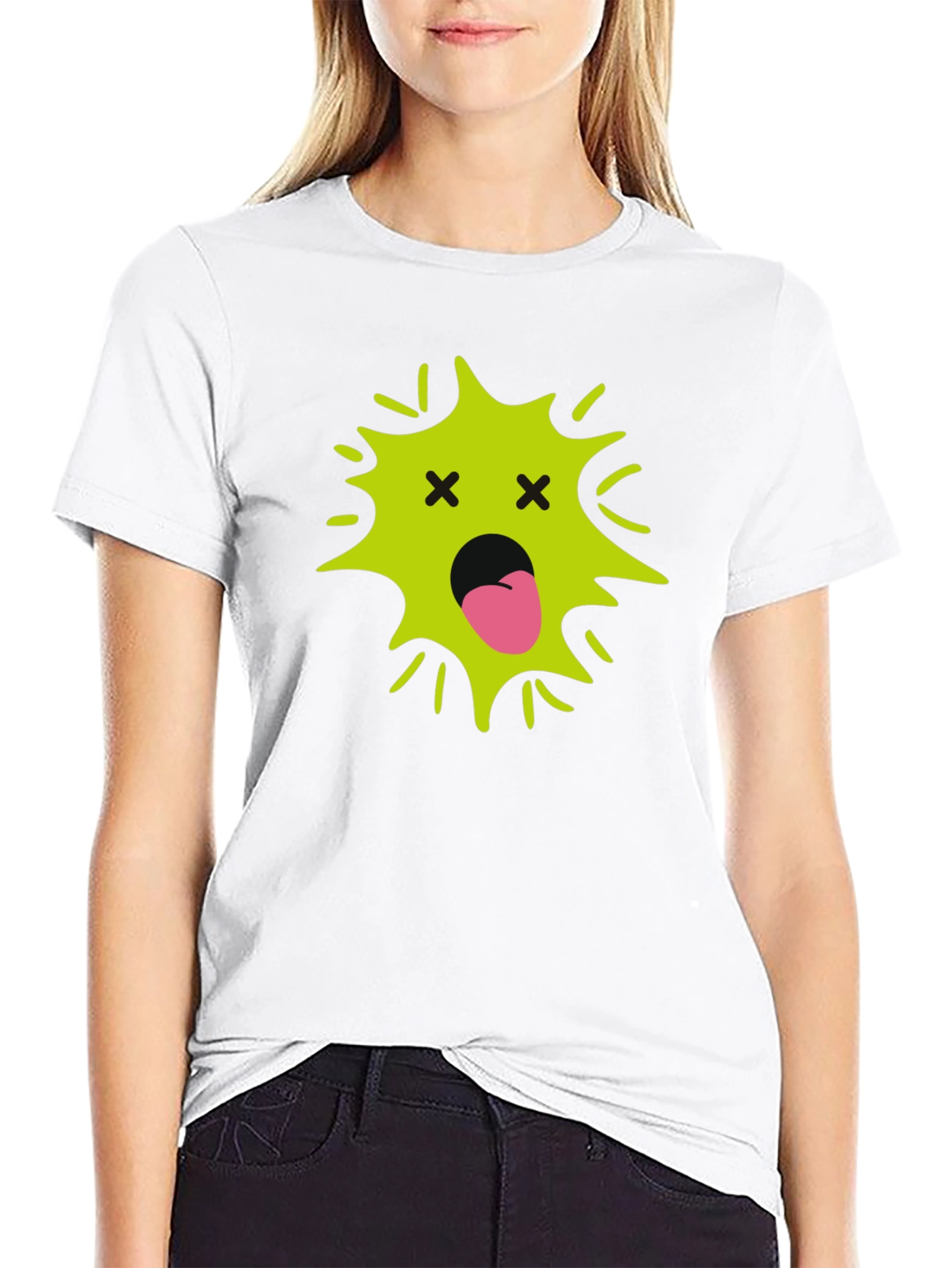 Funny Black T-Shirt with Green Face