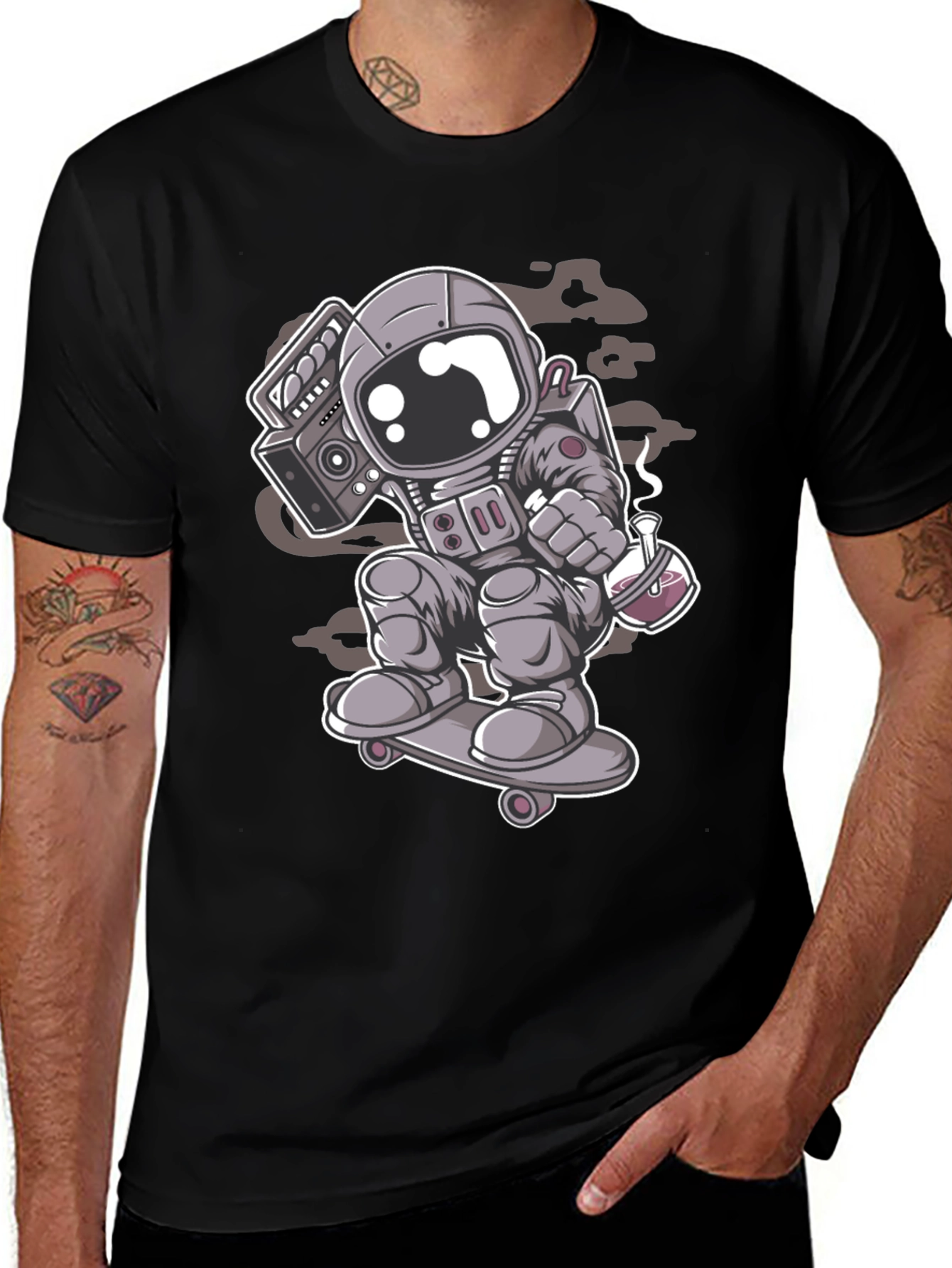 Astronaut Skateboard T-Shirt - Cool Graphic Tee