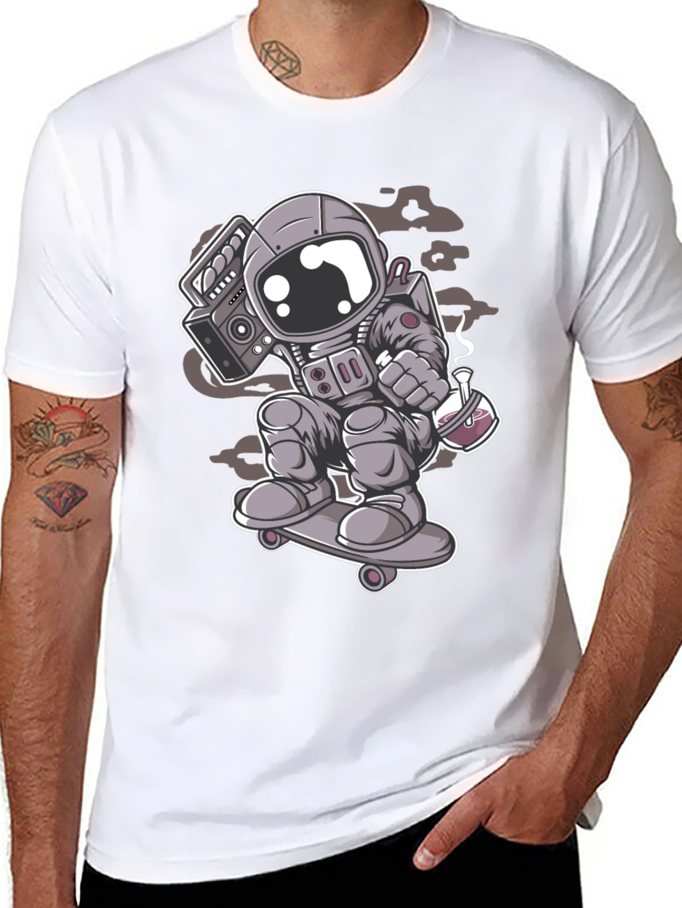 Astronaut Skateboard T-Shirt - Cool Graphic Tee