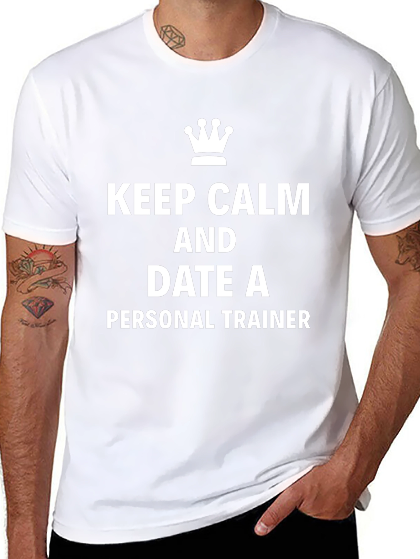 Keep Calm Date Personal Trainer Black T-Shirt