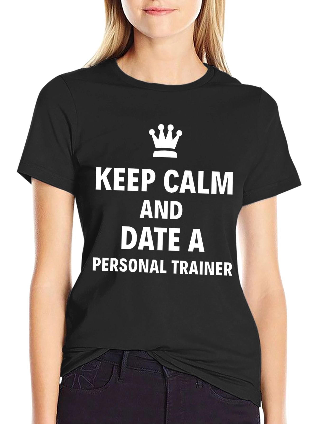 Keep Calm Date Personal Trainer Black T-Shirt