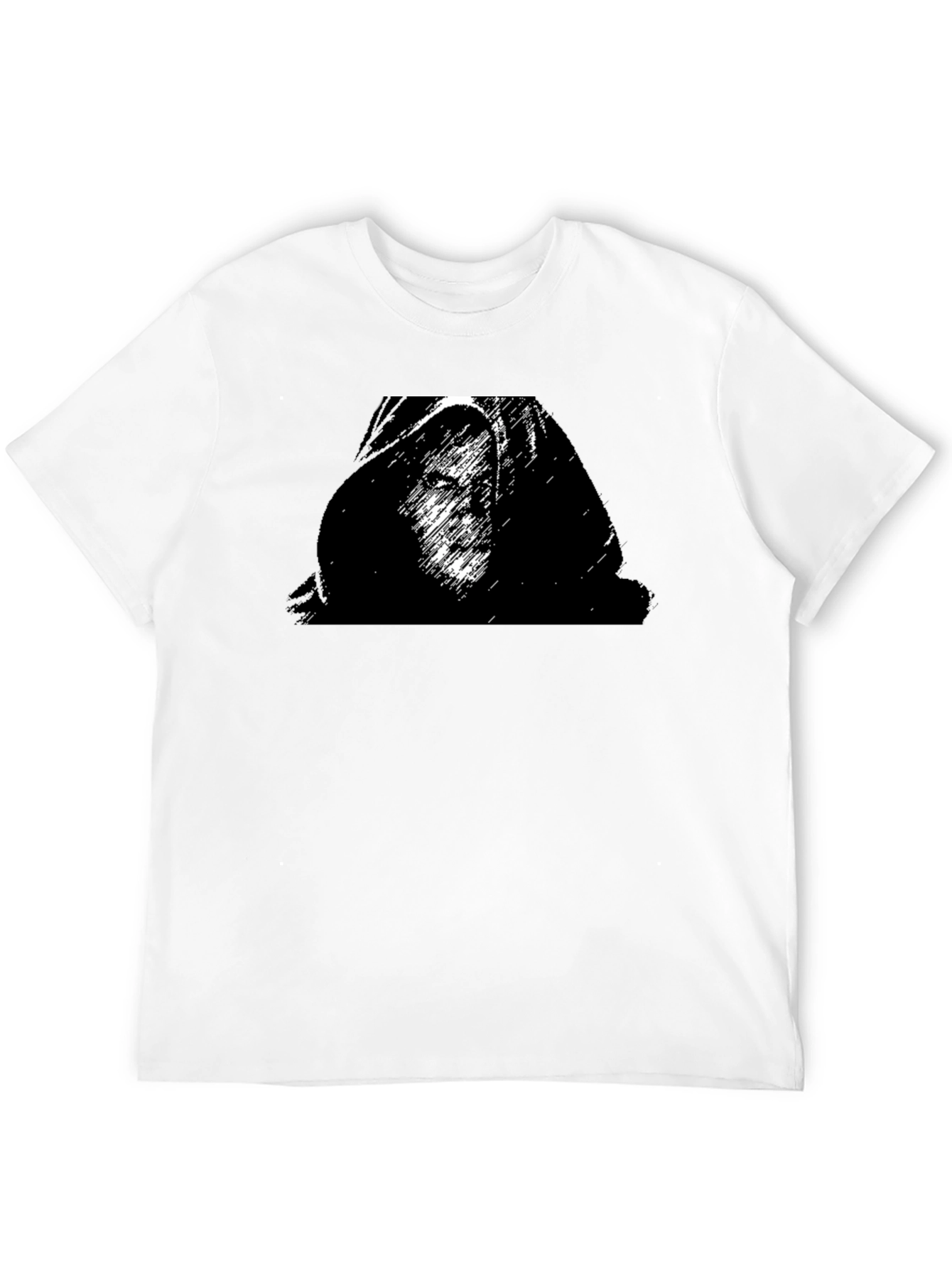 Black Graphic T-Shirt - Hooded Figure Print