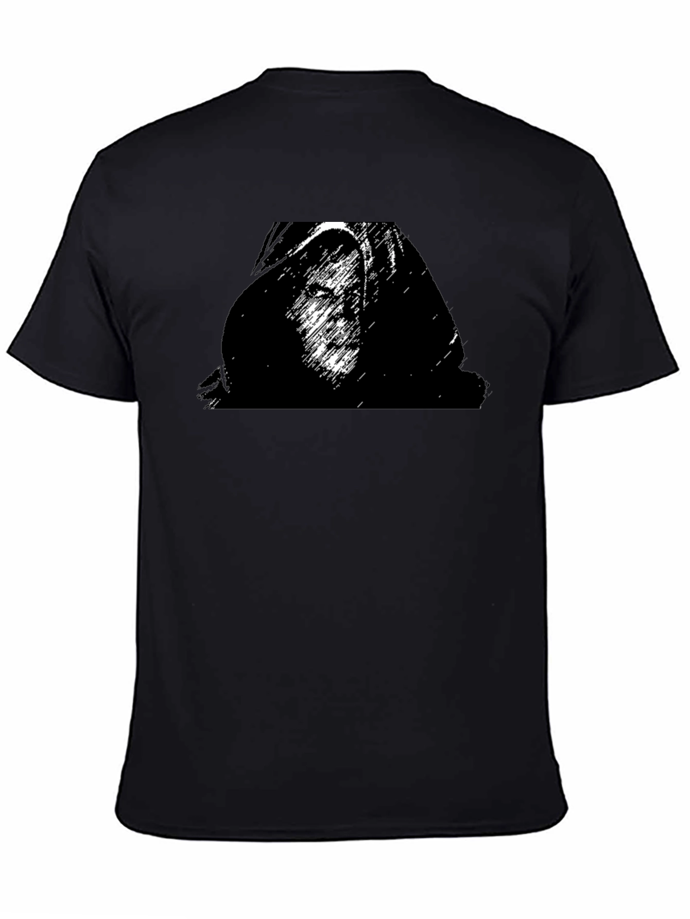 Black Graphic T-Shirt - Hooded Figure Print