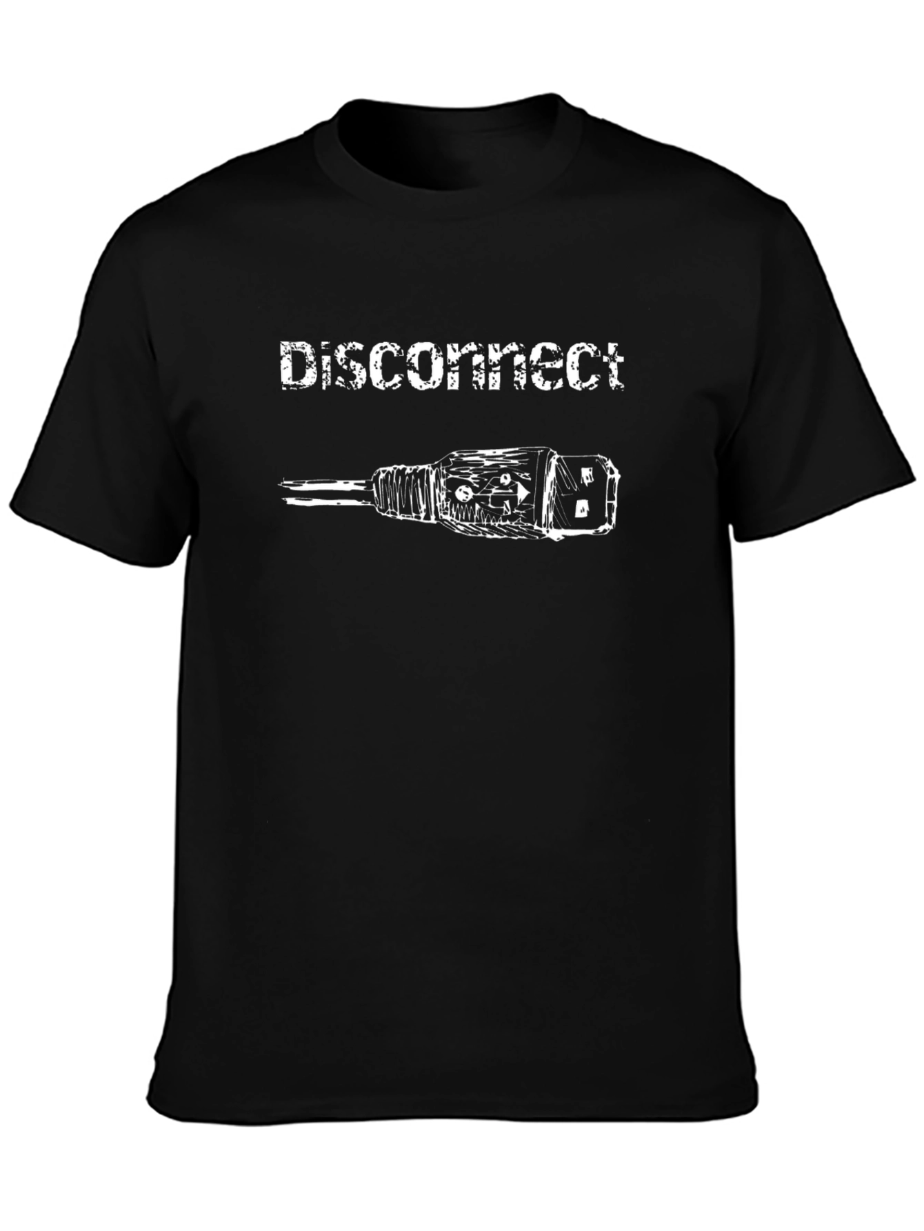 Disconnect USB Graphic Tee - Black Cotton T-Shirt